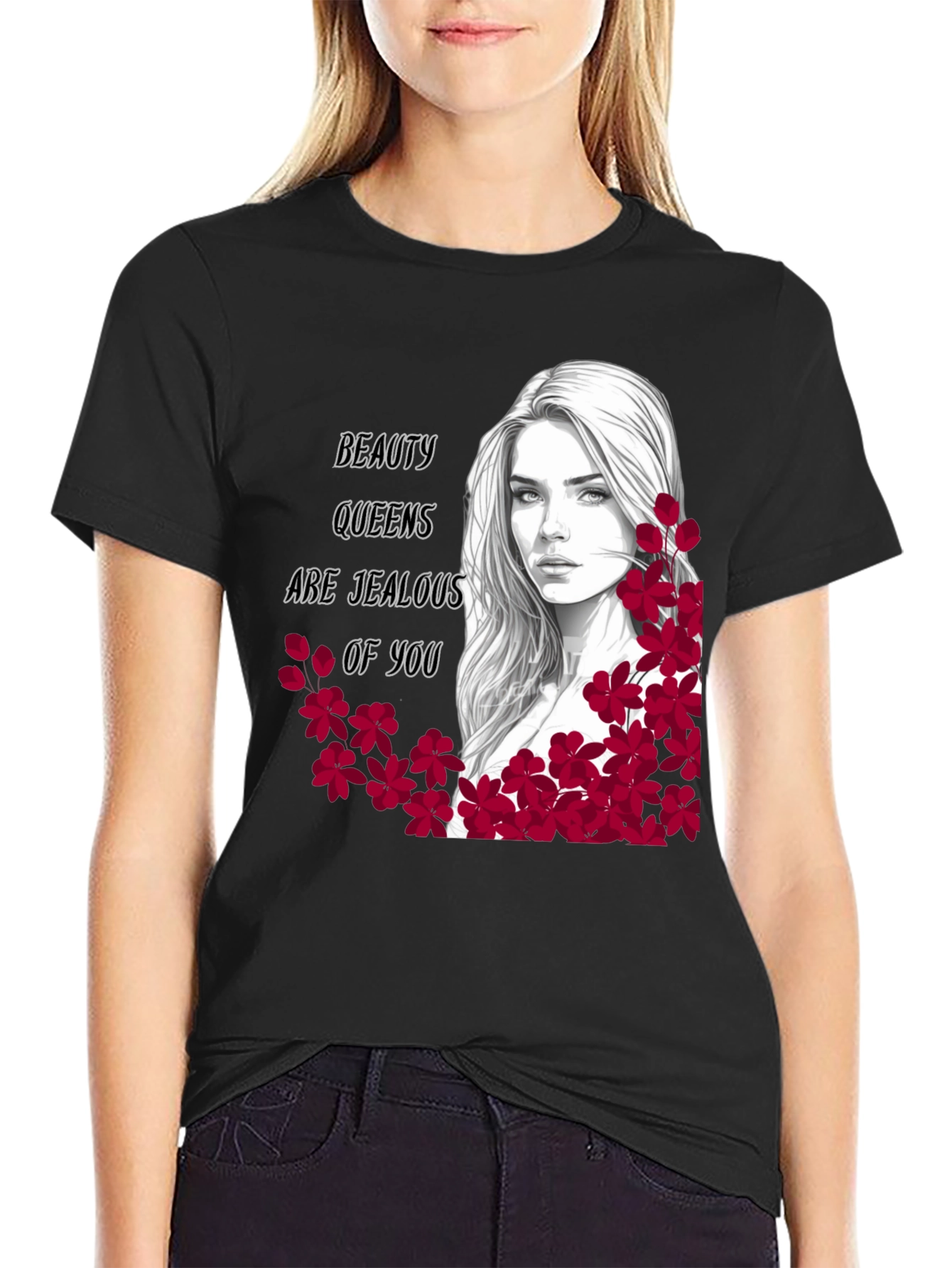 Beauty Queens Jealous Graphic Tee - Black