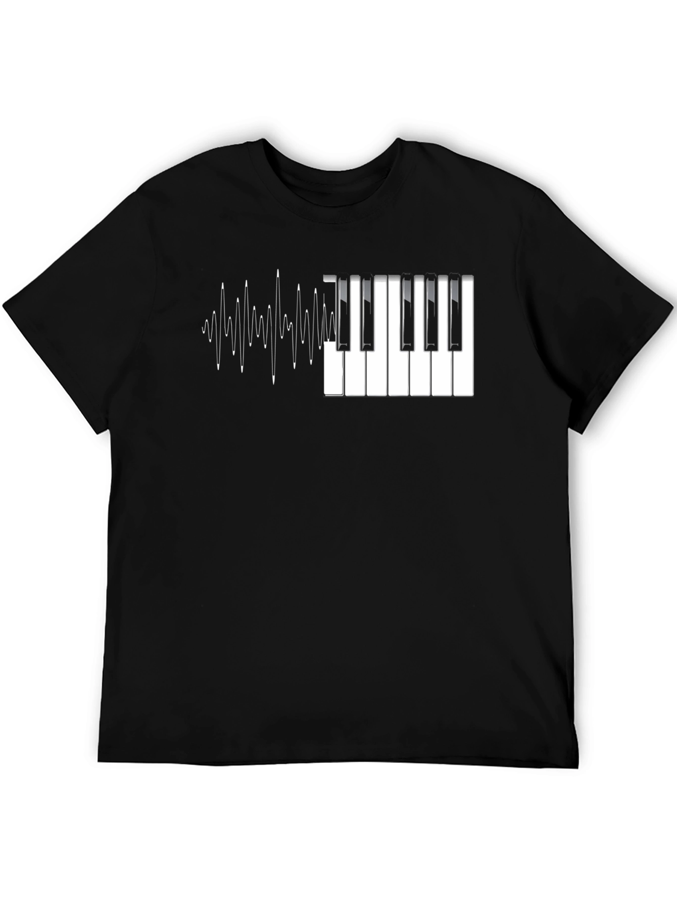 Piano Keys & Waves Graphic Tee - Black T-Shirt