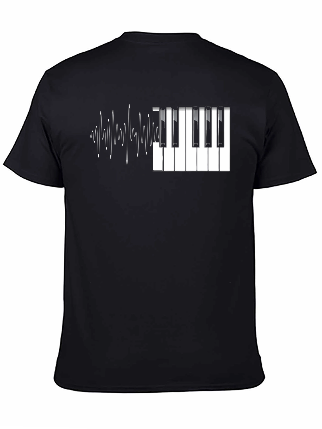 Piano Keys & Waves Graphic Tee - Black T-Shirt