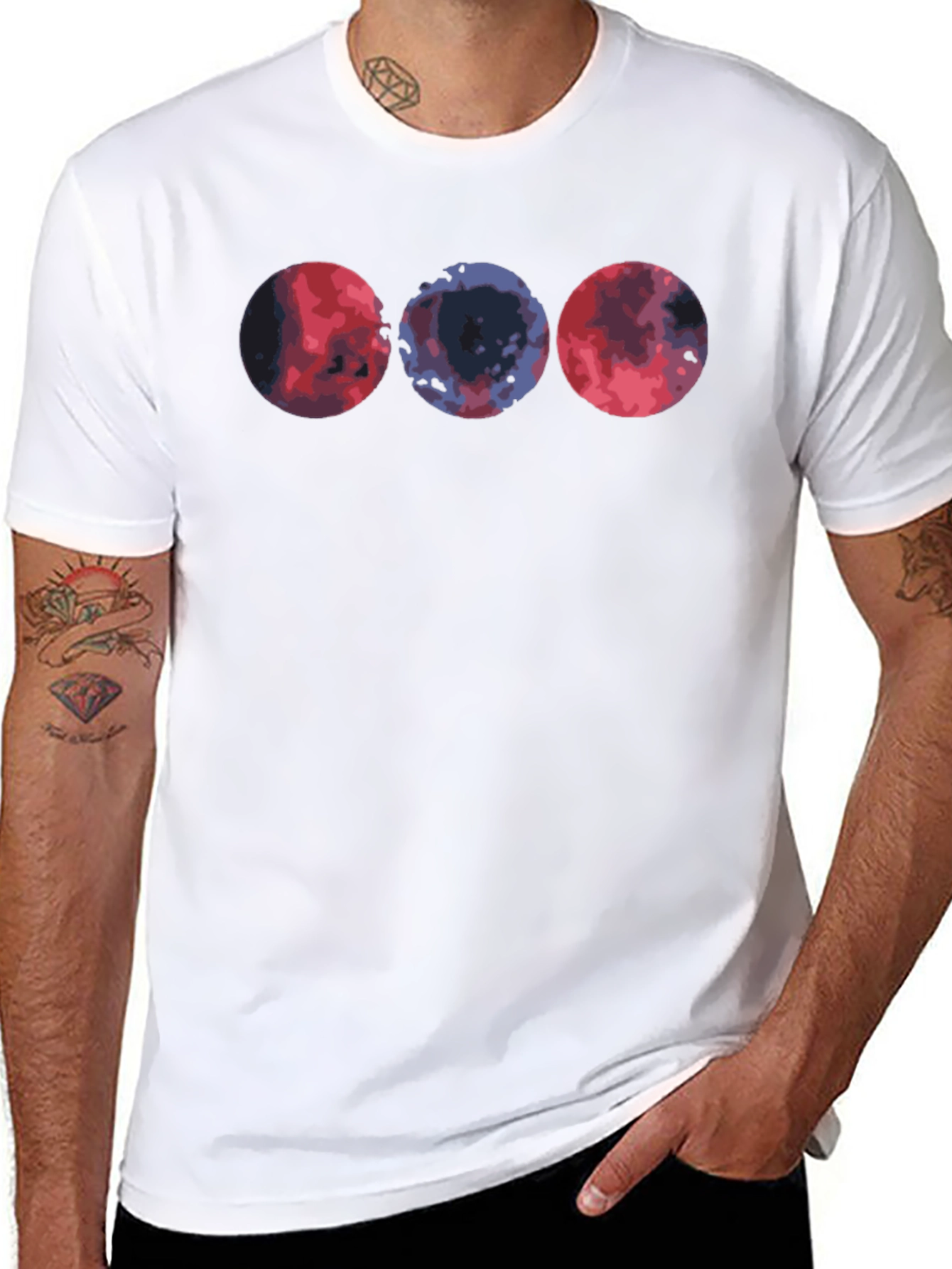 Abstract Circle Graphic Tee - Casual Black T-Shirt