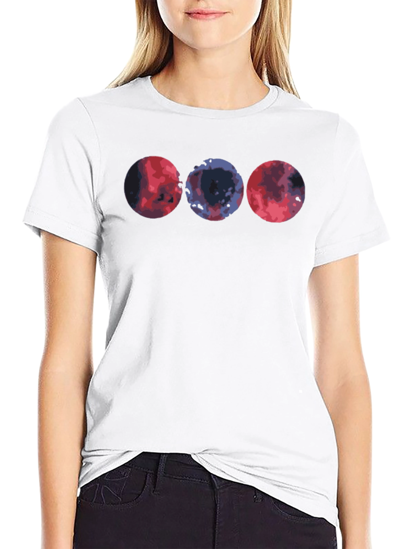 Abstract Circle Graphic Tee - Casual Black T-Shirt