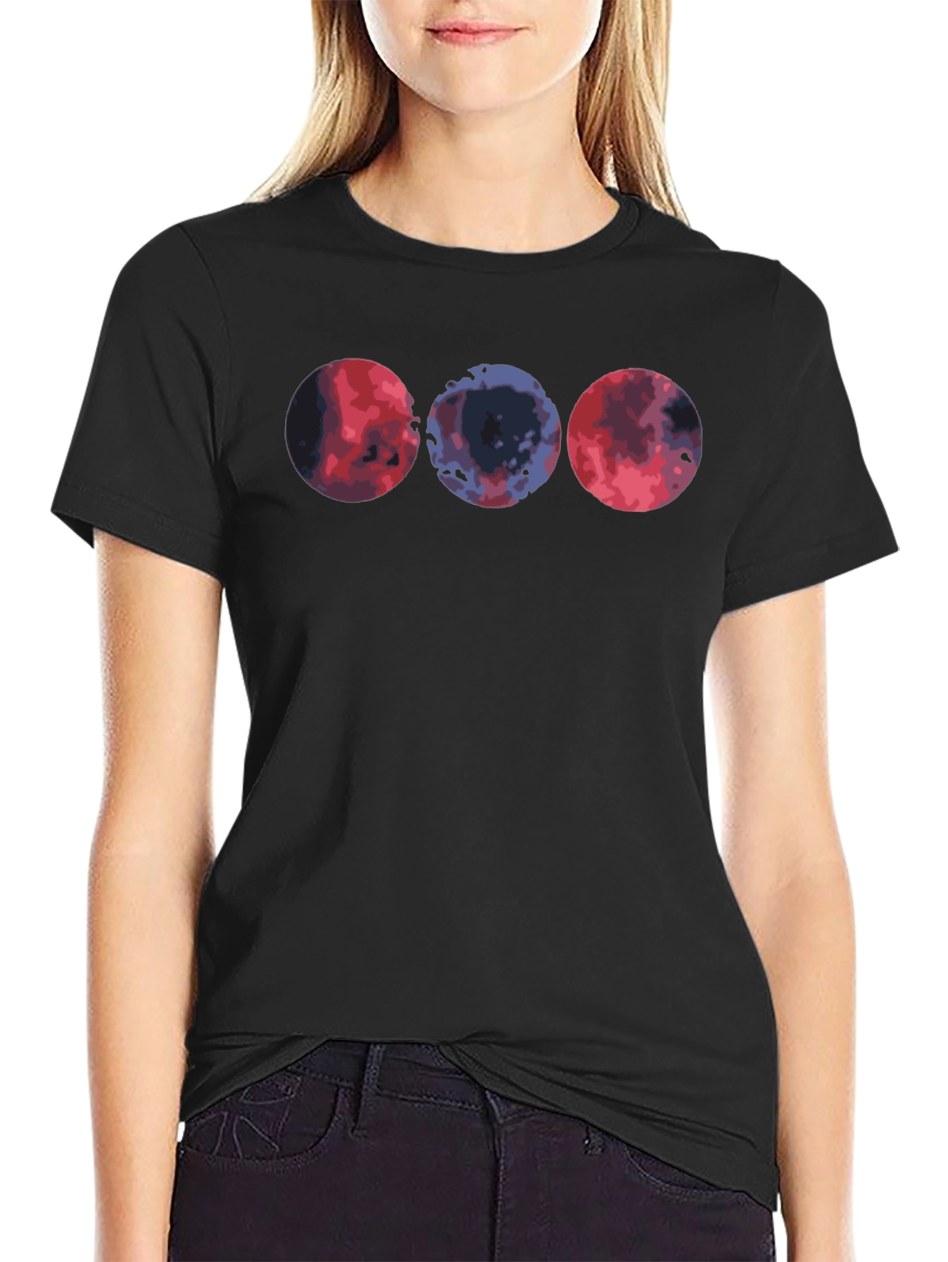 Abstract Circle Graphic Tee - Casual Black T-Shirt