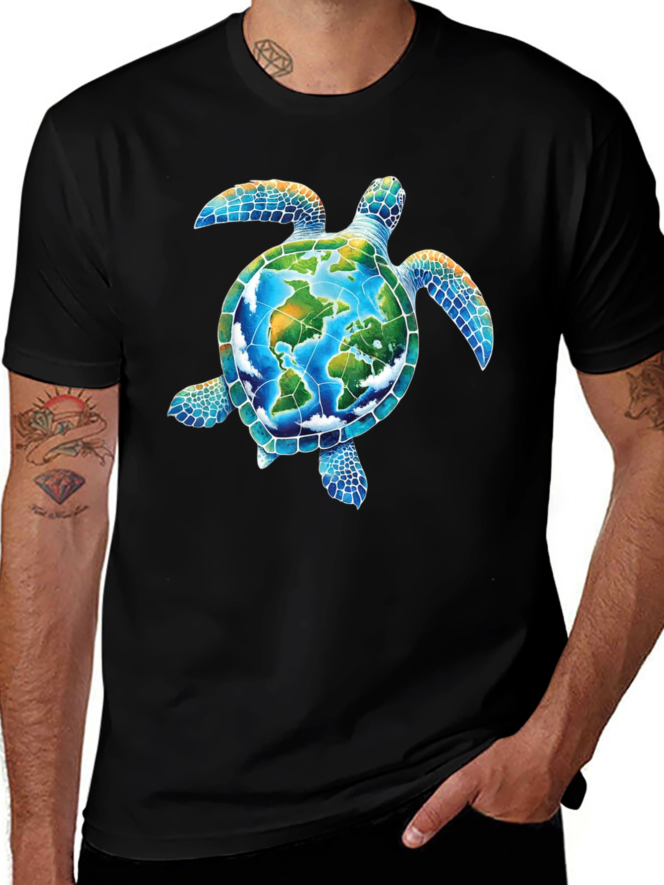 Earth Turtle Graphic Tee - Save the Planet T-Shirt