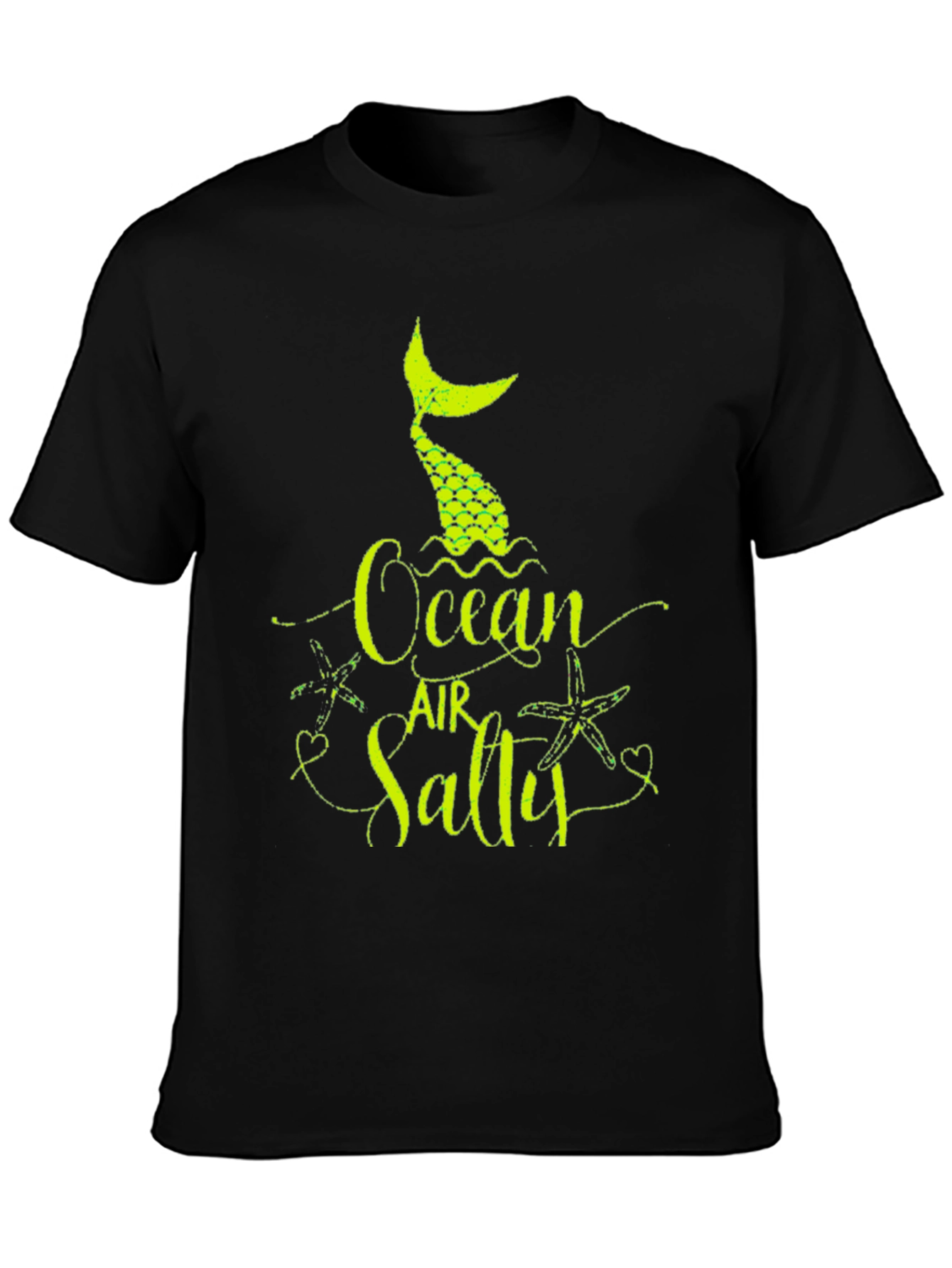 Ocean Air Salty Mermaid Black T-Shirt