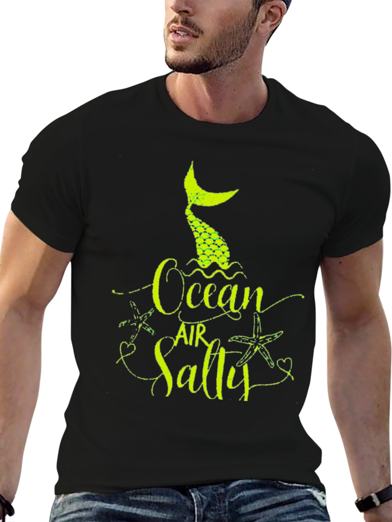 Ocean Air Salty Mermaid Black T-Shirt