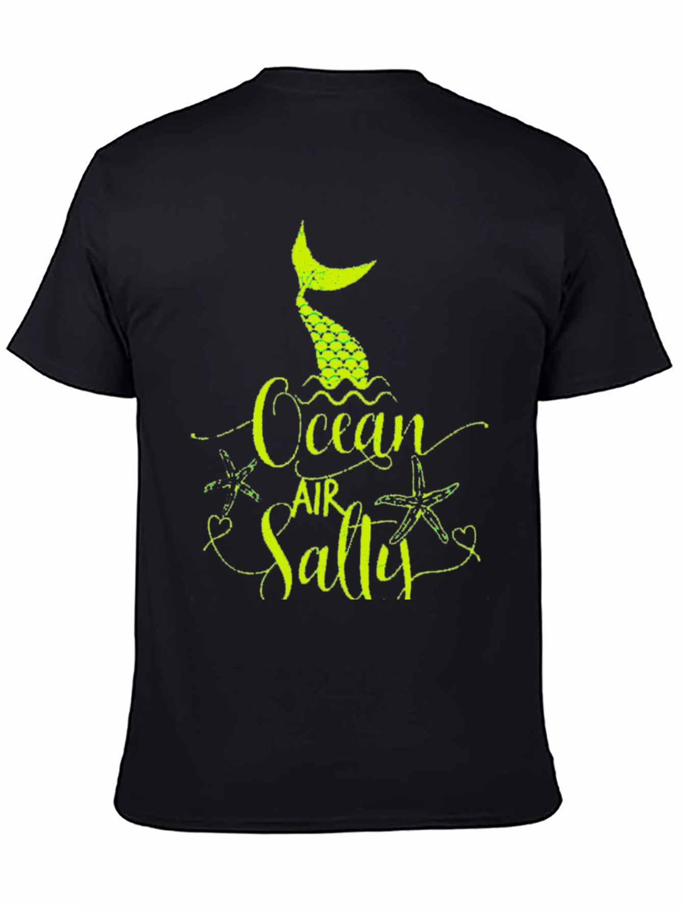 Ocean Air Salty Mermaid Black T-Shirt
