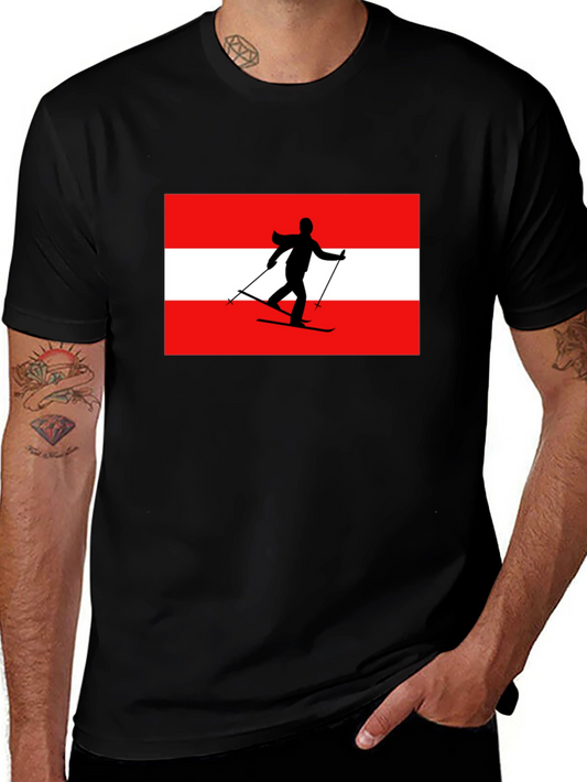 Austria Skier Graphic Tee - Black Cotton T-Shirt