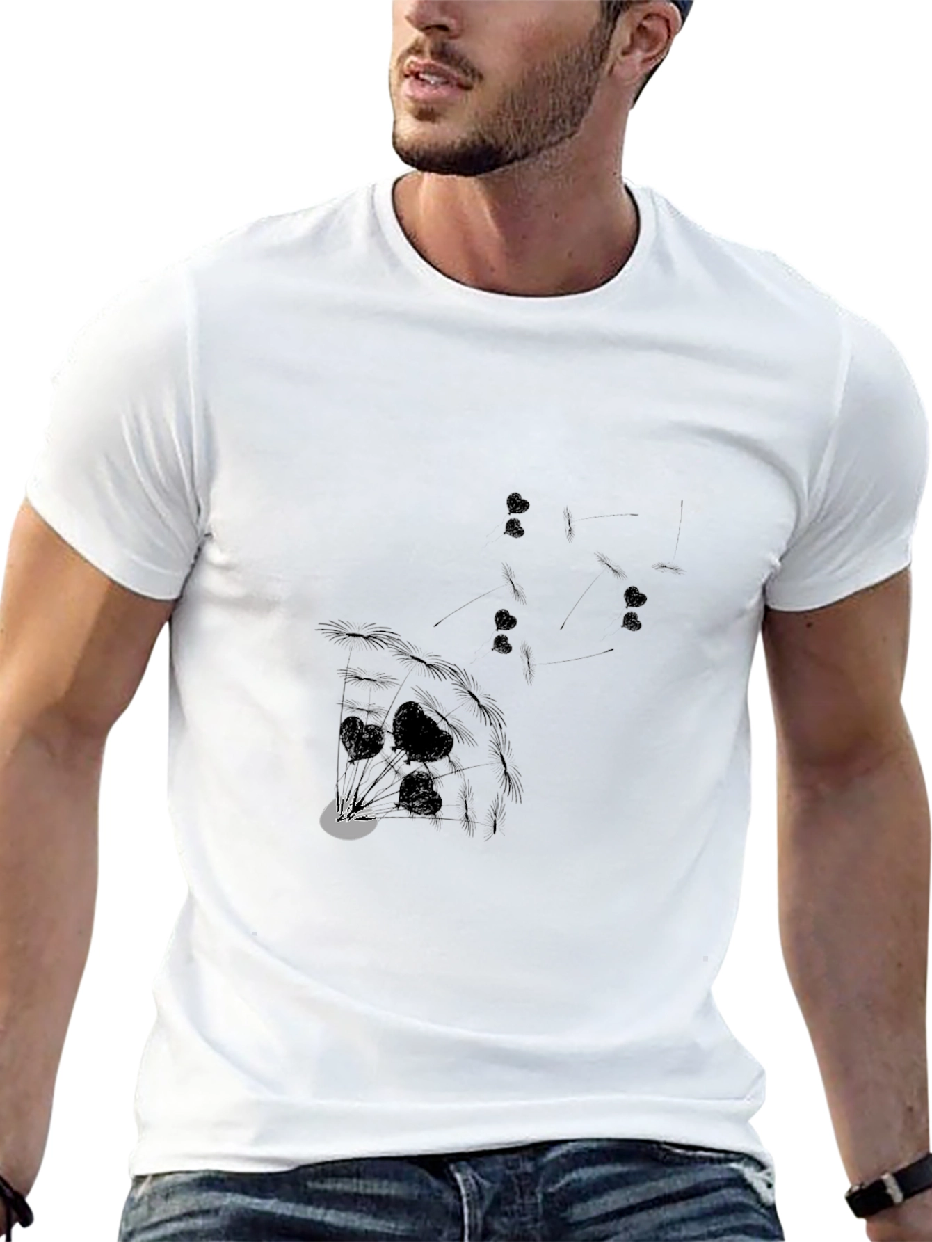 Graphic Print Mens T-Shirt - Black