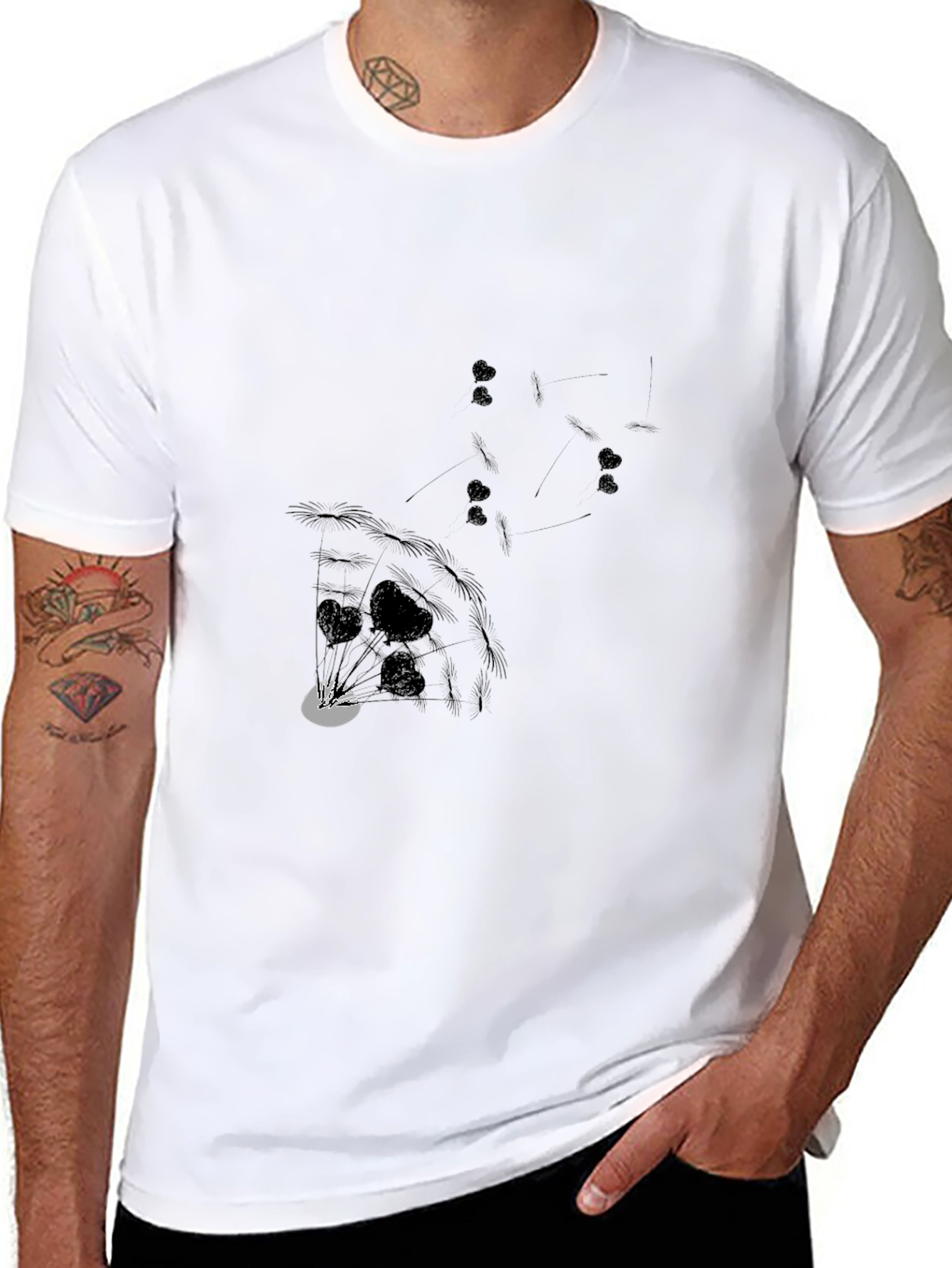 Graphic Print Mens T-Shirt - Black