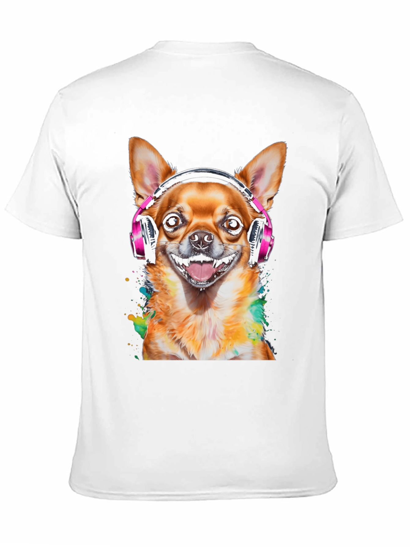 Dog with Headphones T-Shirt - Mens Black Tee