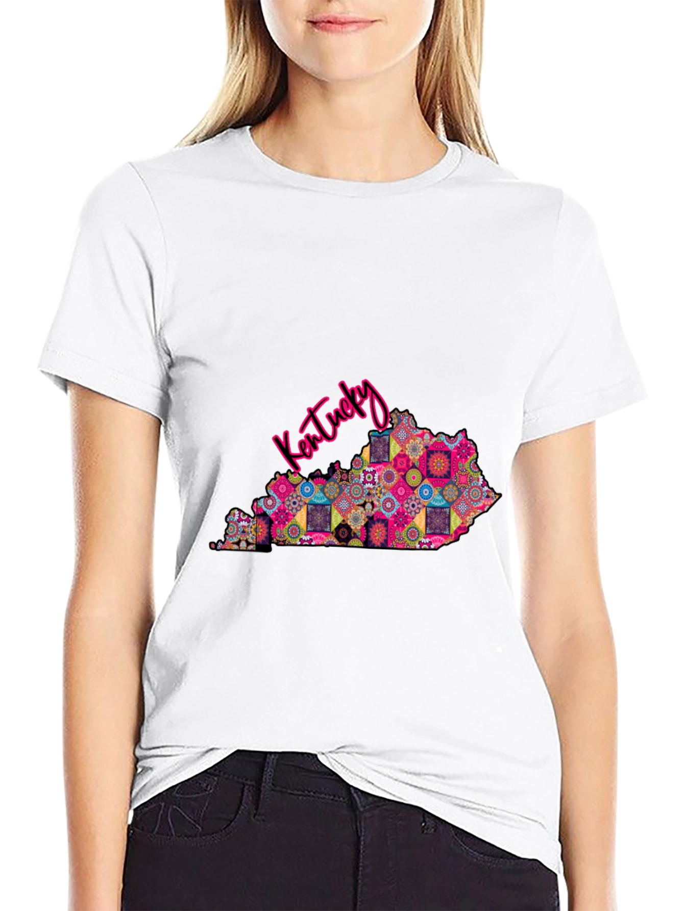 Kentucky State Map Patterned Mens T-Shirt