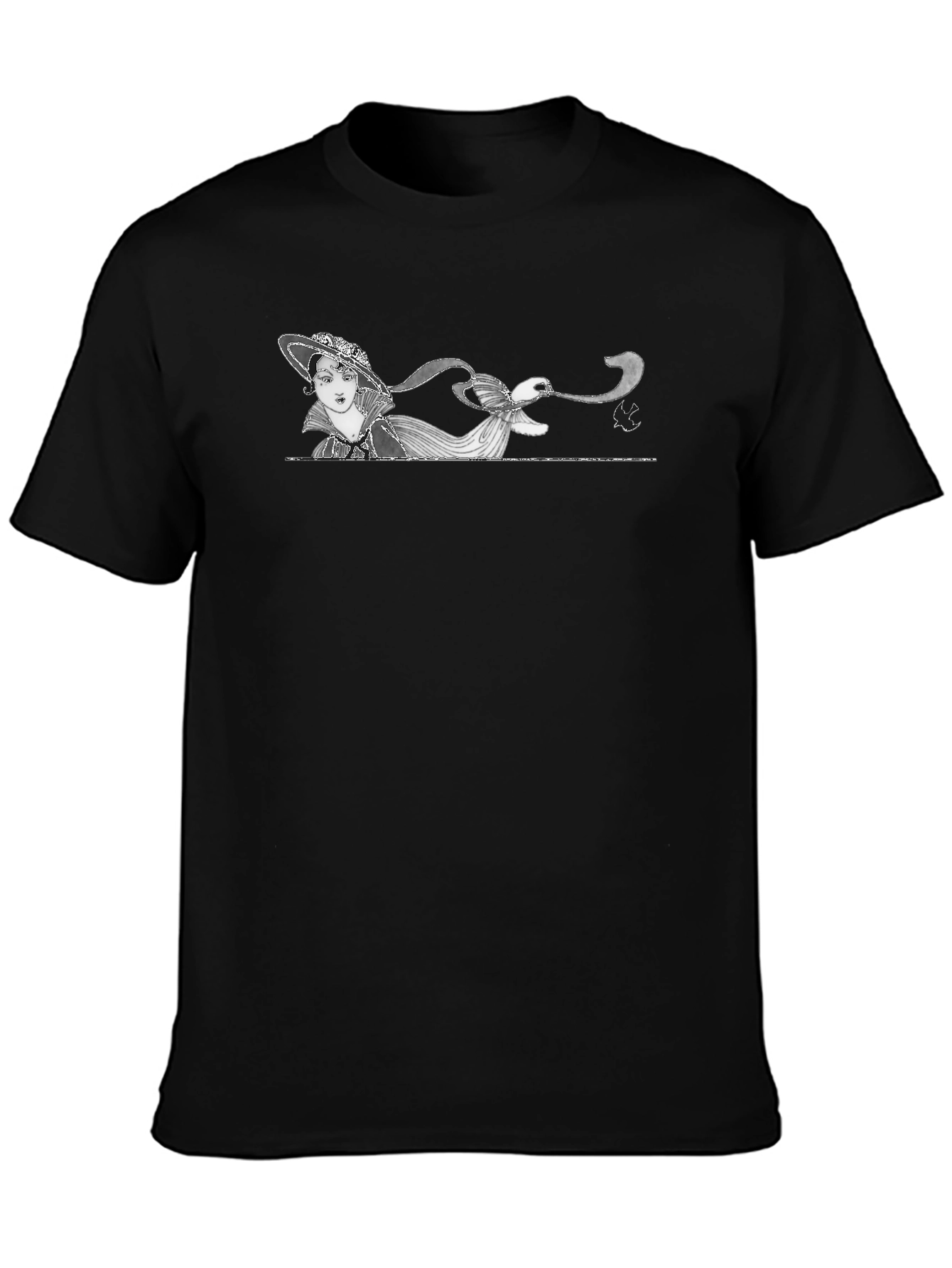 Art Nouveau Lady T-Shirt - Black