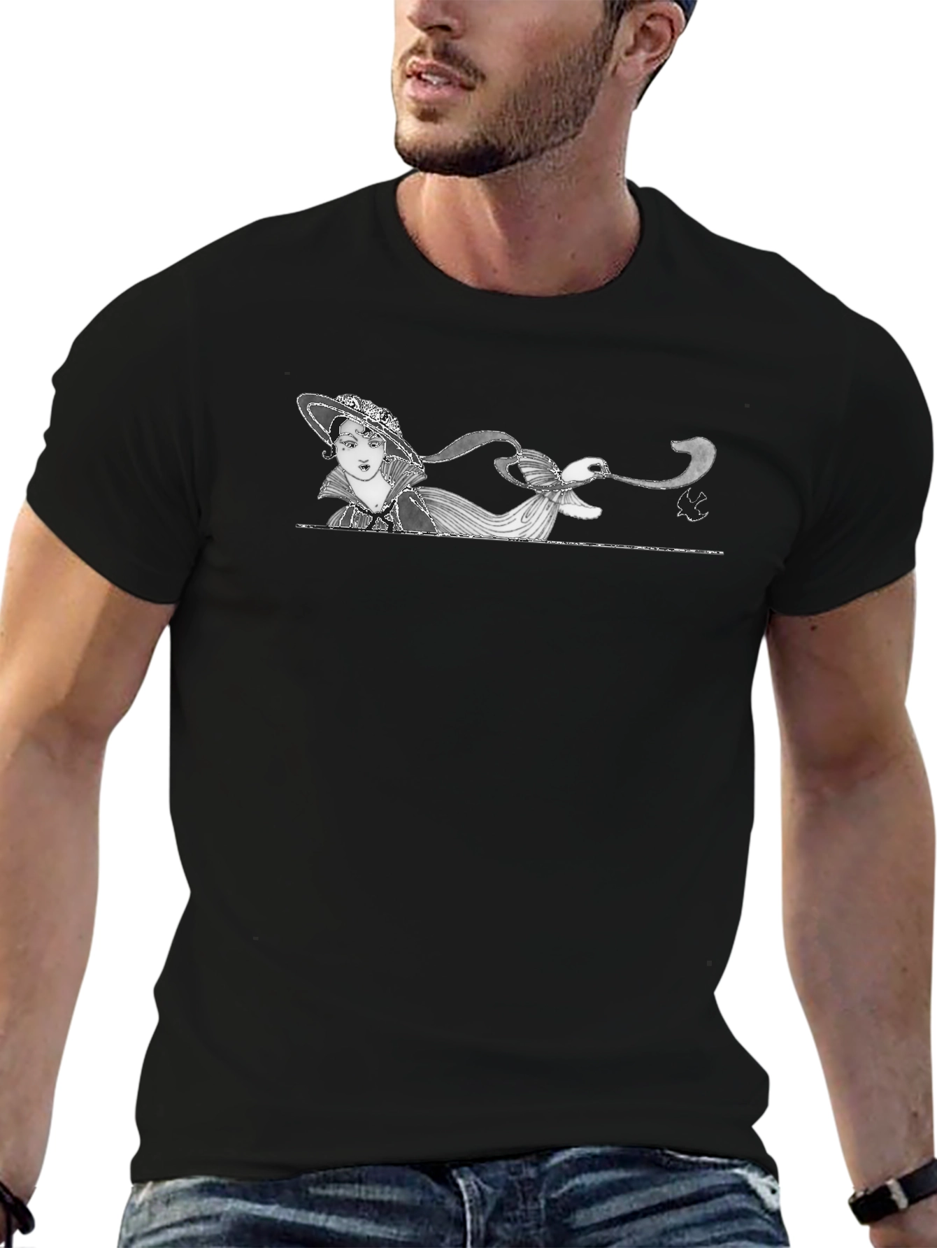 Art Nouveau Lady T-Shirt - Black