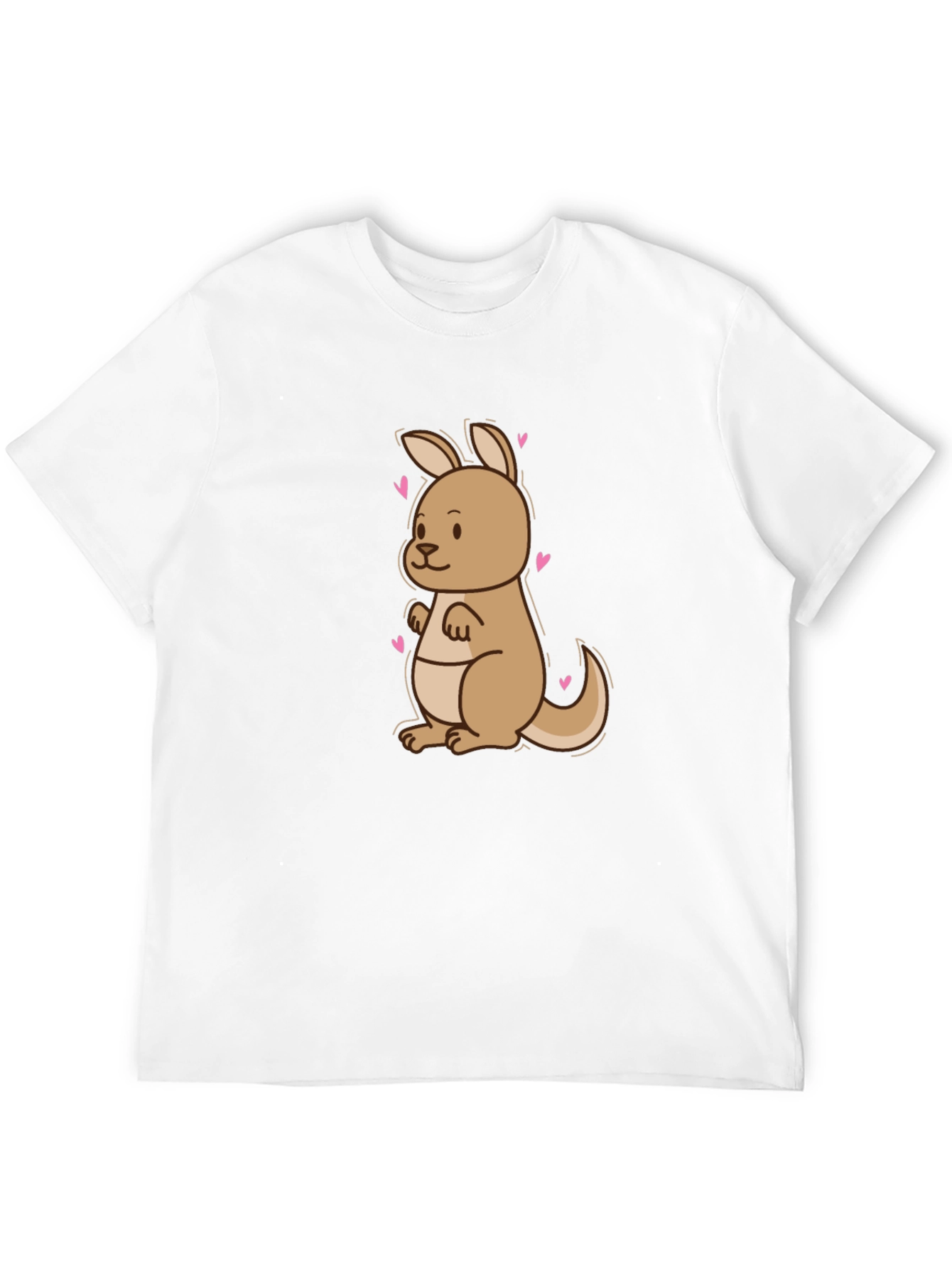 Cute Kangaroo Heart Tee - Black Cotton Blend T-Shirt