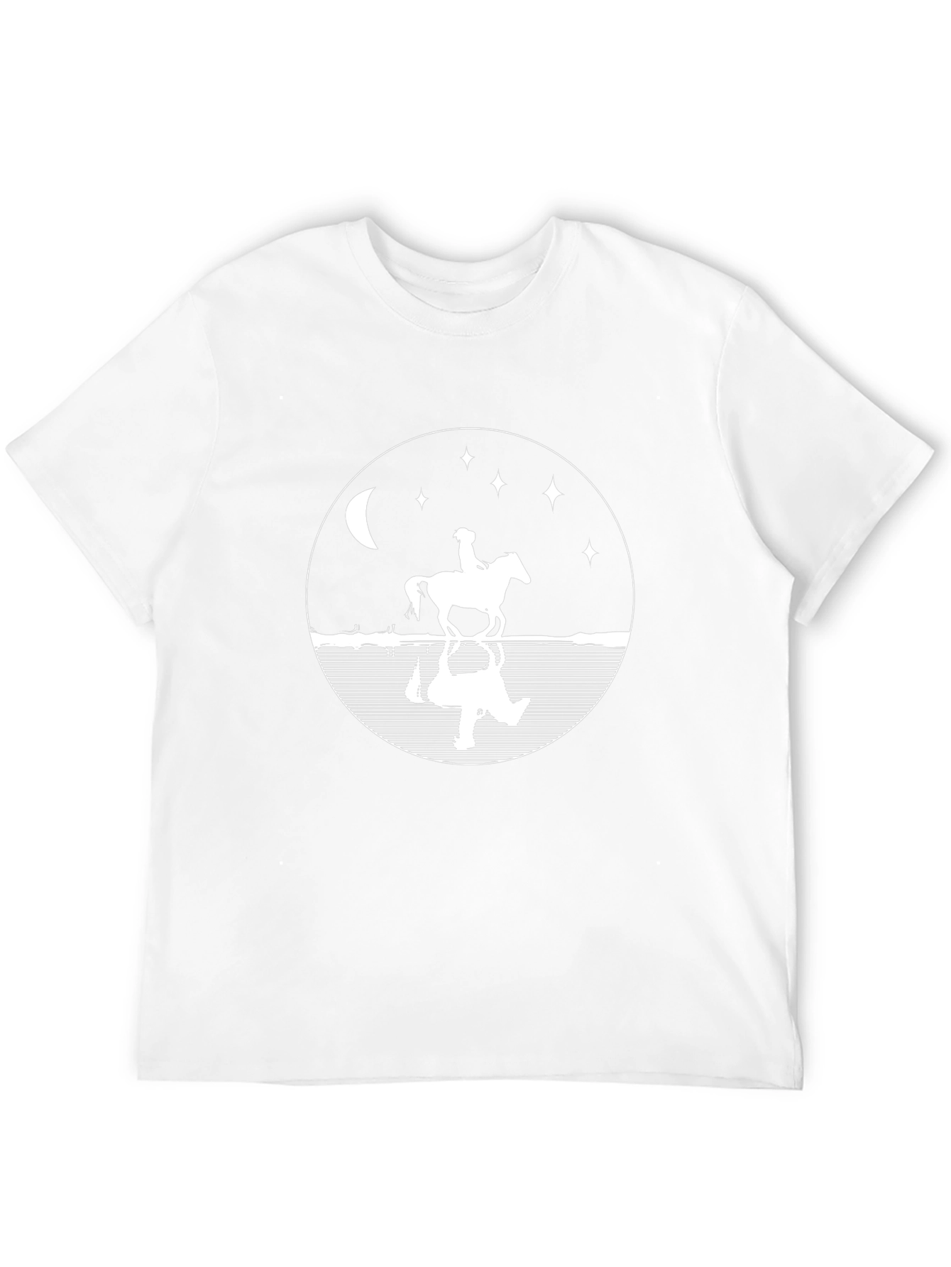 Equestrian Moon Reflection Graphic Tee - Black