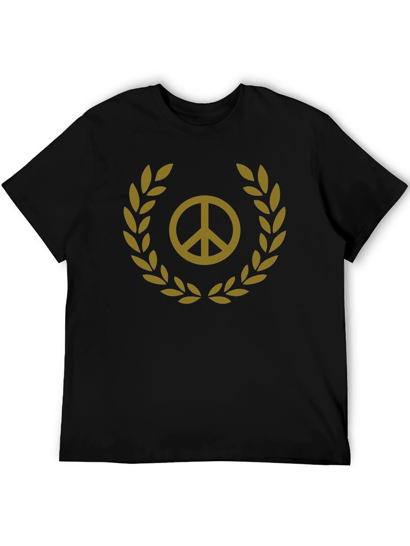 Peace Sign Laurel Wreath Black T-Shirt