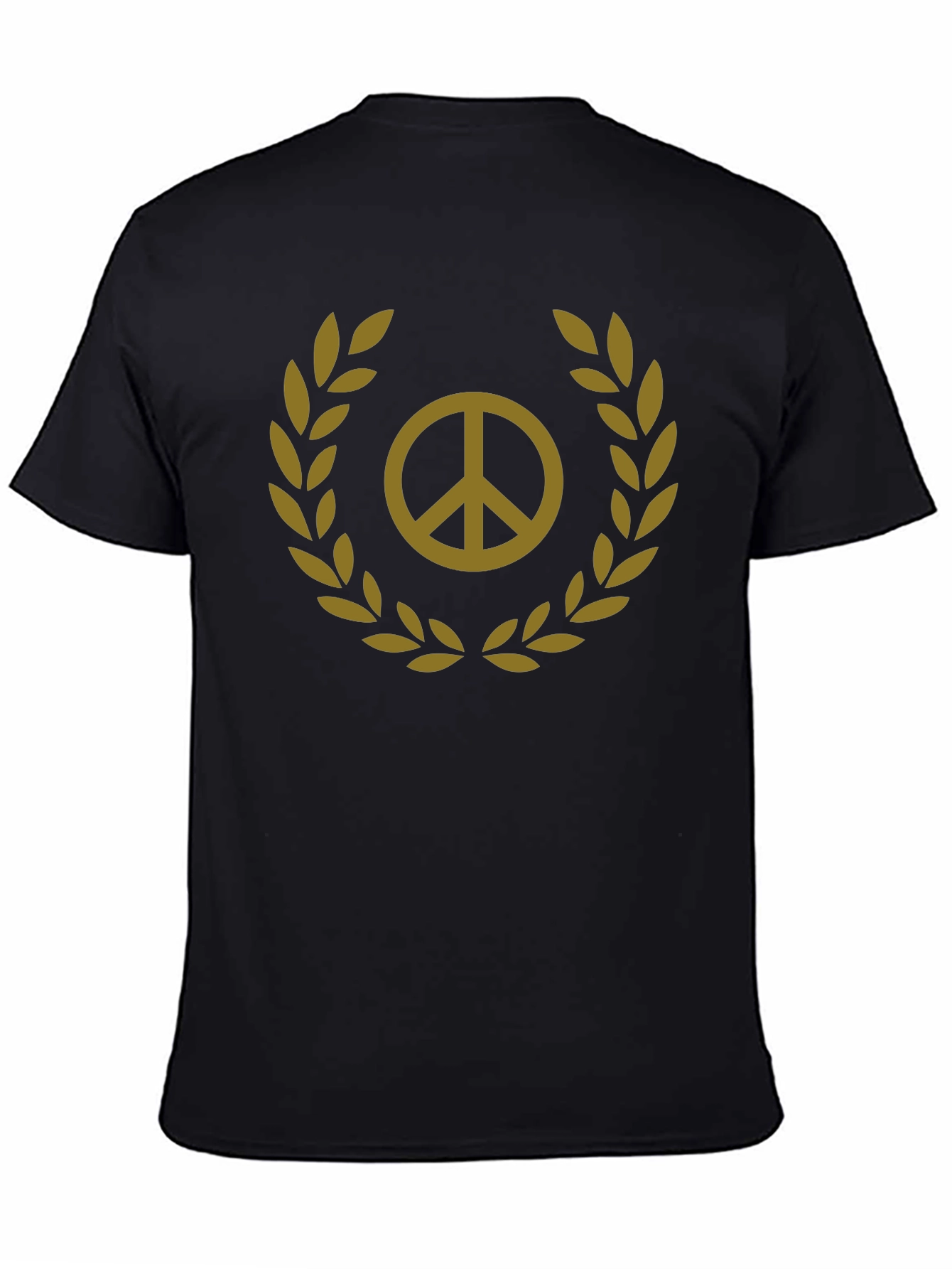 Peace Sign Laurel Wreath Black T-Shirt