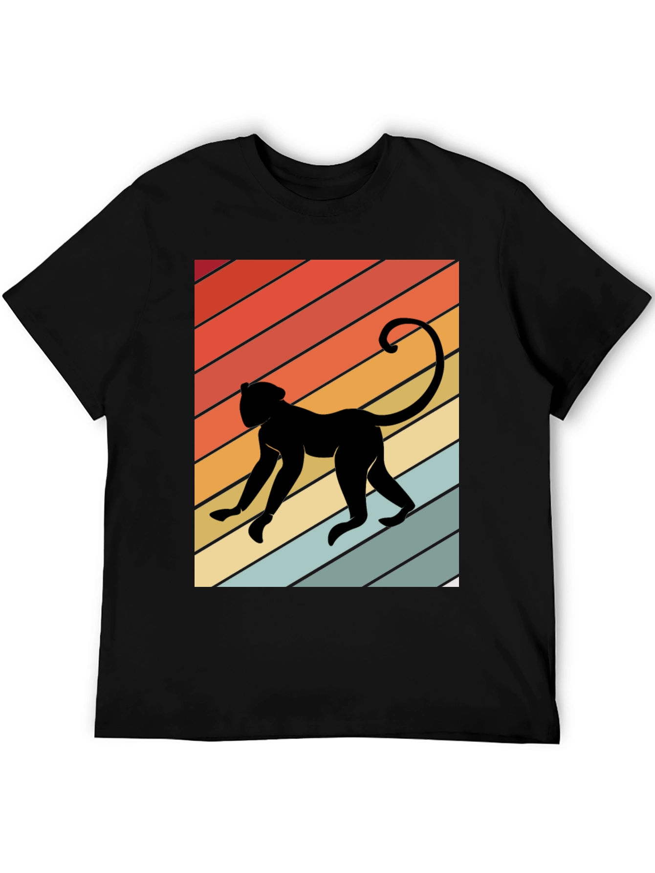Retro Monkey Graphic Tee - Mens Black T-Shirt