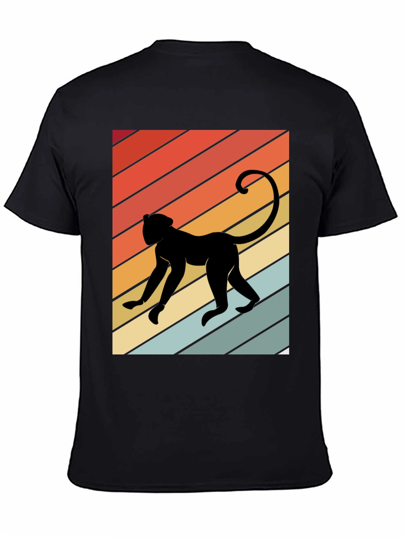 Retro Monkey Graphic Tee - Mens Black T-Shirt