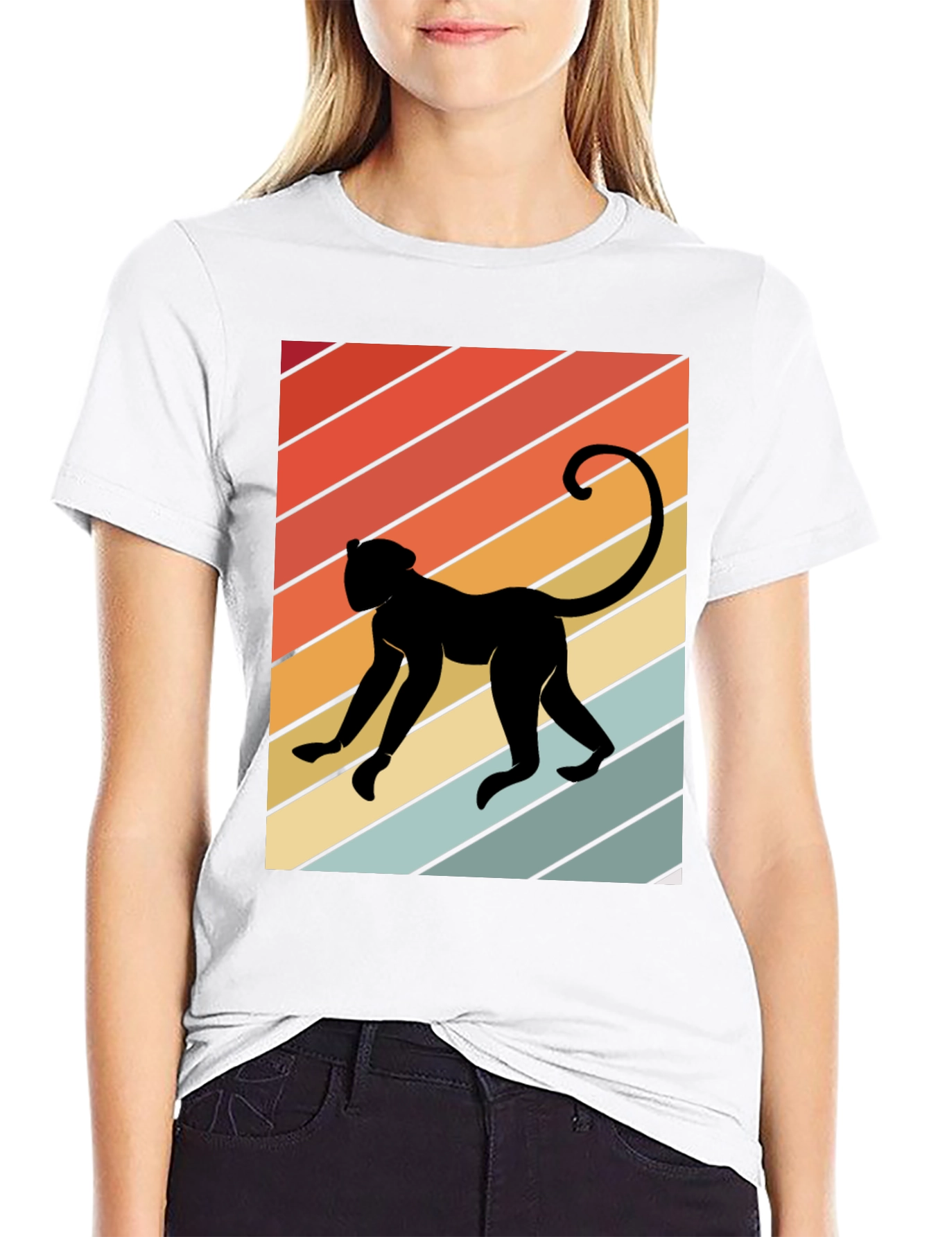 Retro Monkey Graphic Tee - Mens Black T-Shirt