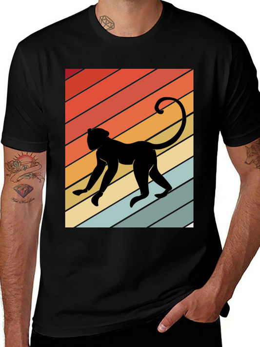 Retro Monkey Graphic Tee - Mens Black T-Shirt