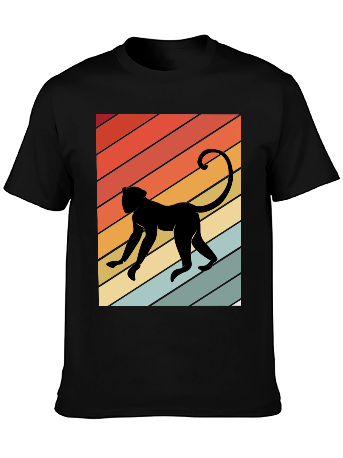 Retro Monkey Graphic Tee - Mens Black T-Shirt