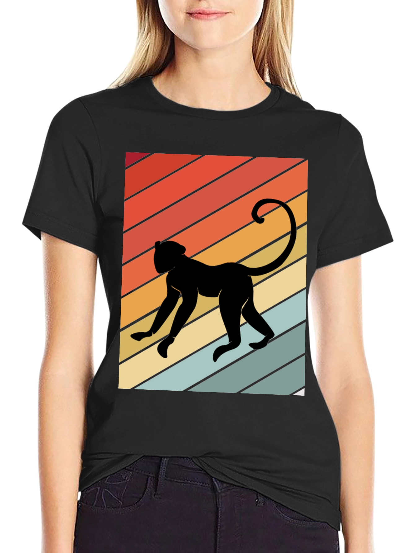 Retro Monkey Graphic Tee - Mens Black T-Shirt