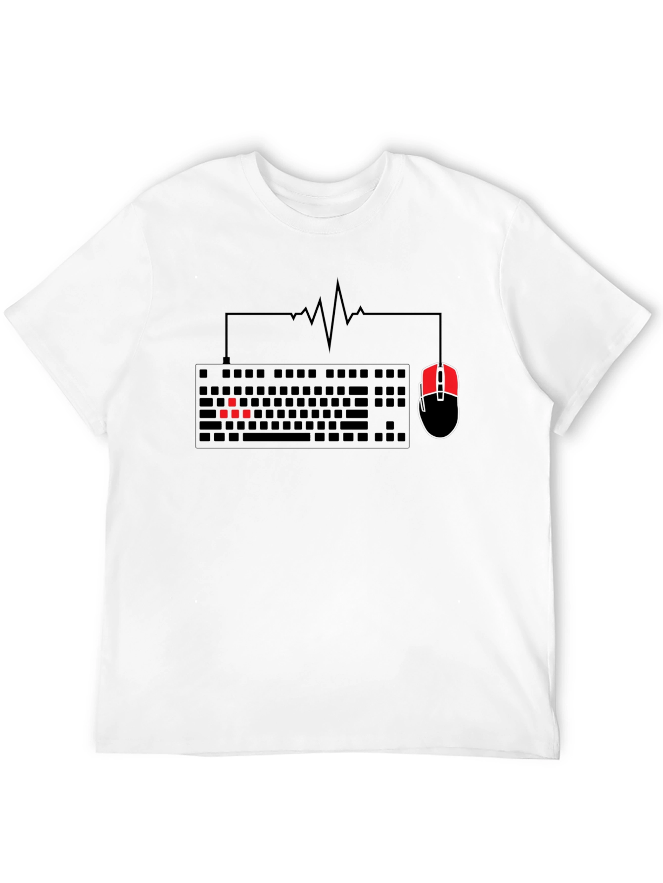 Gamer Heartbeat Keyboard & Mouse Black T-Shirt