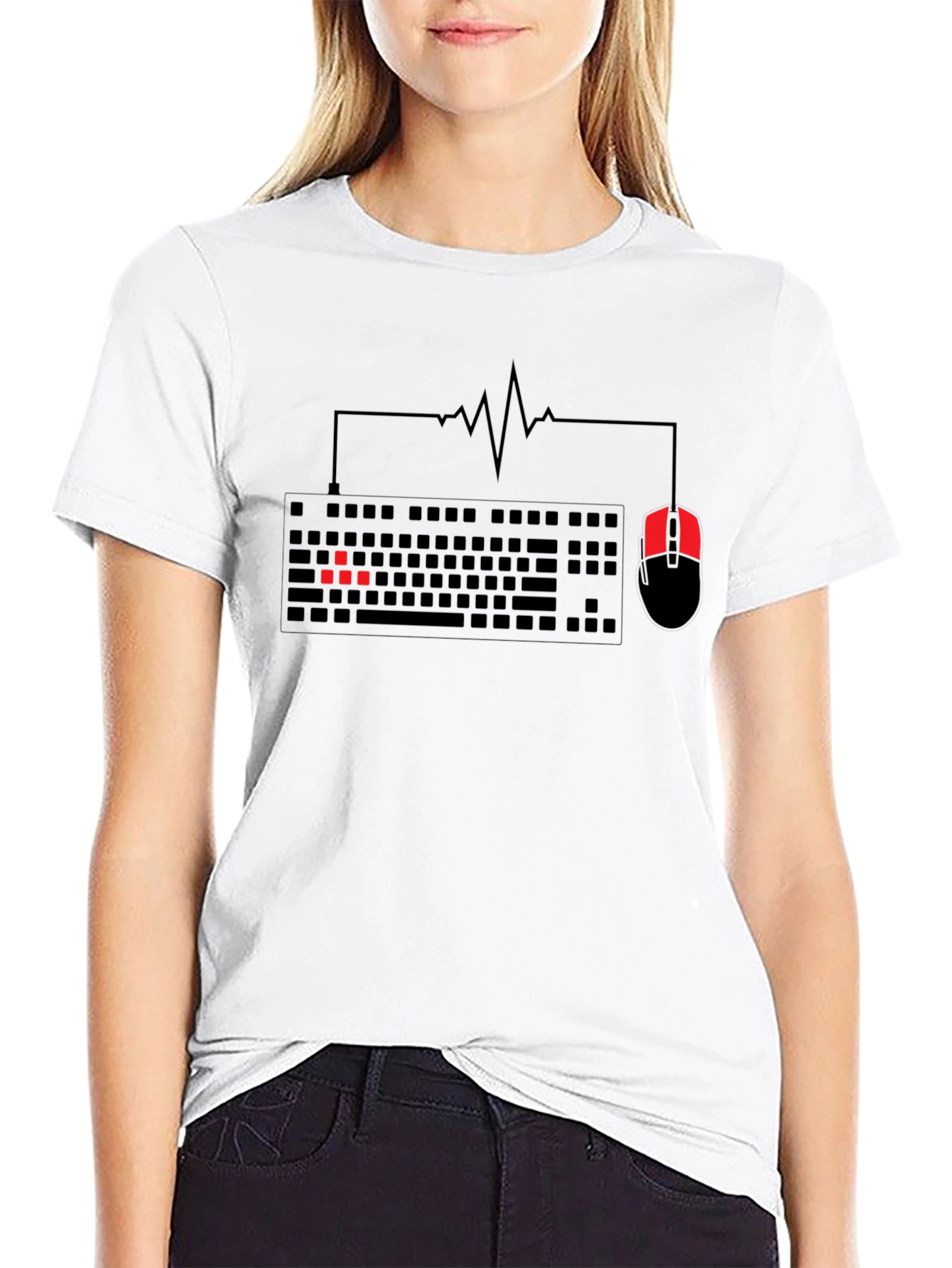 Gamer Heartbeat Keyboard & Mouse Black T-Shirt