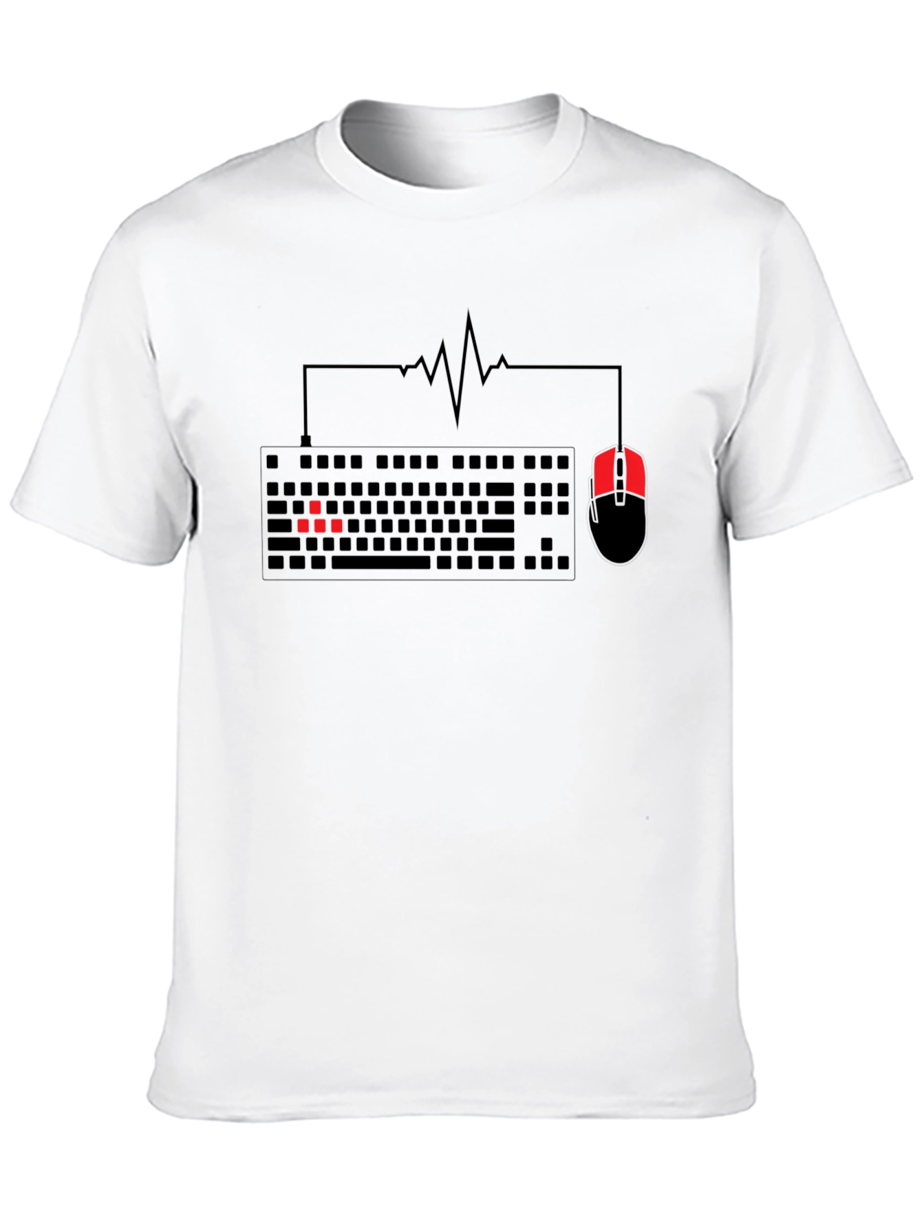 Gamer Heartbeat Keyboard & Mouse Black T-Shirt