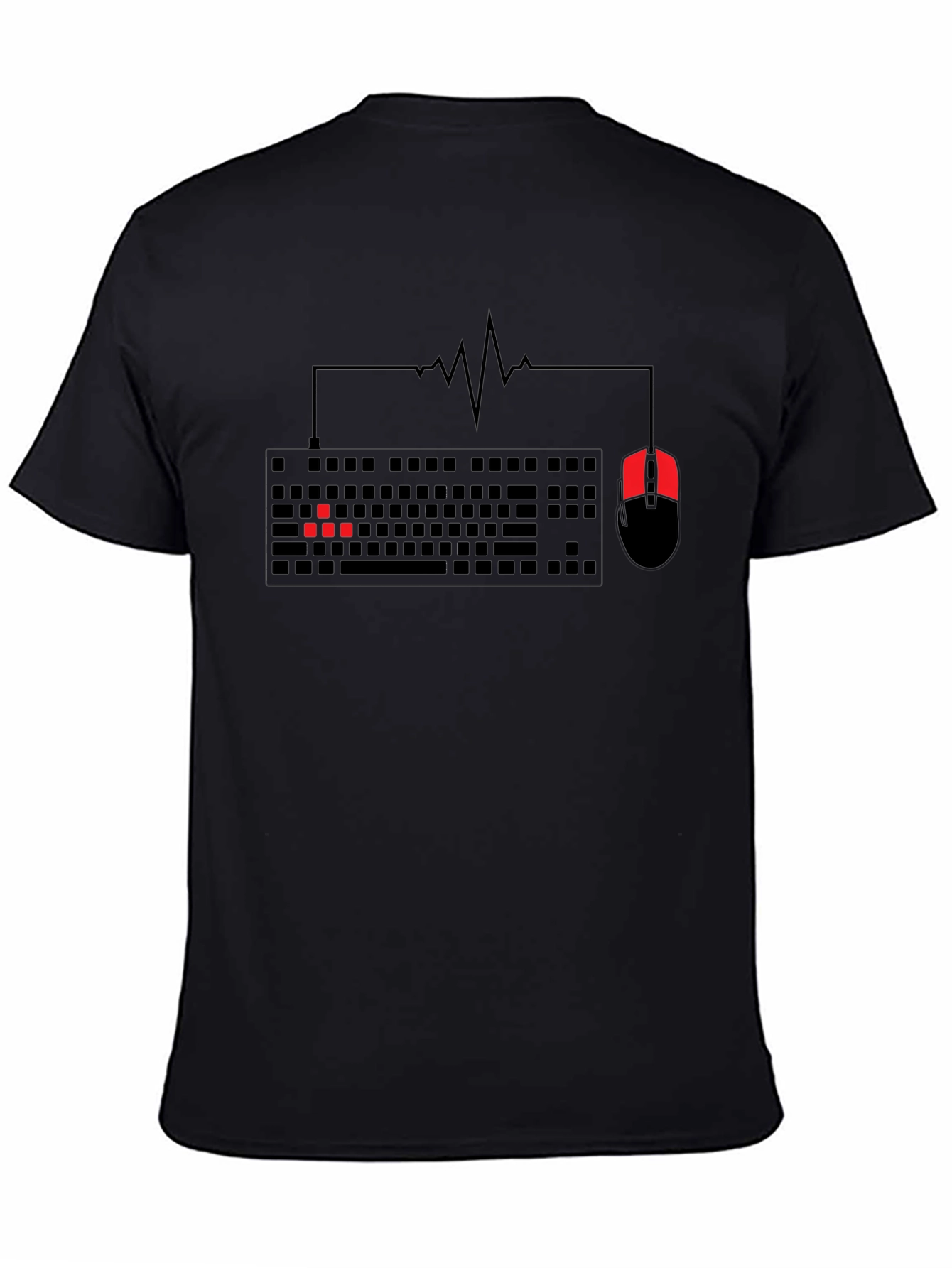 Gamer Heartbeat Keyboard & Mouse Black T-Shirt