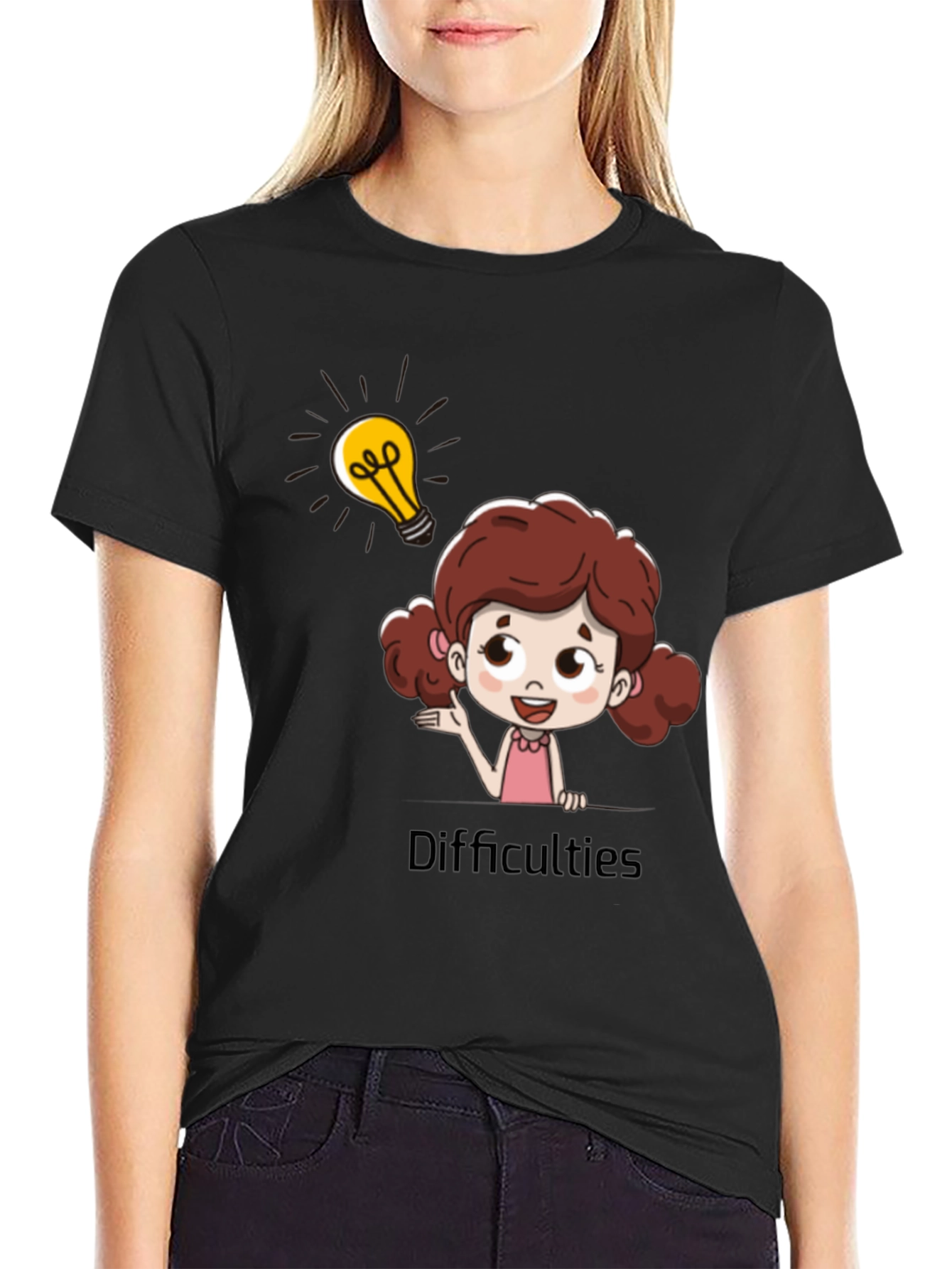 Cartoon Girl Lightbulb T-Shirt - Idea Inspiration Tee