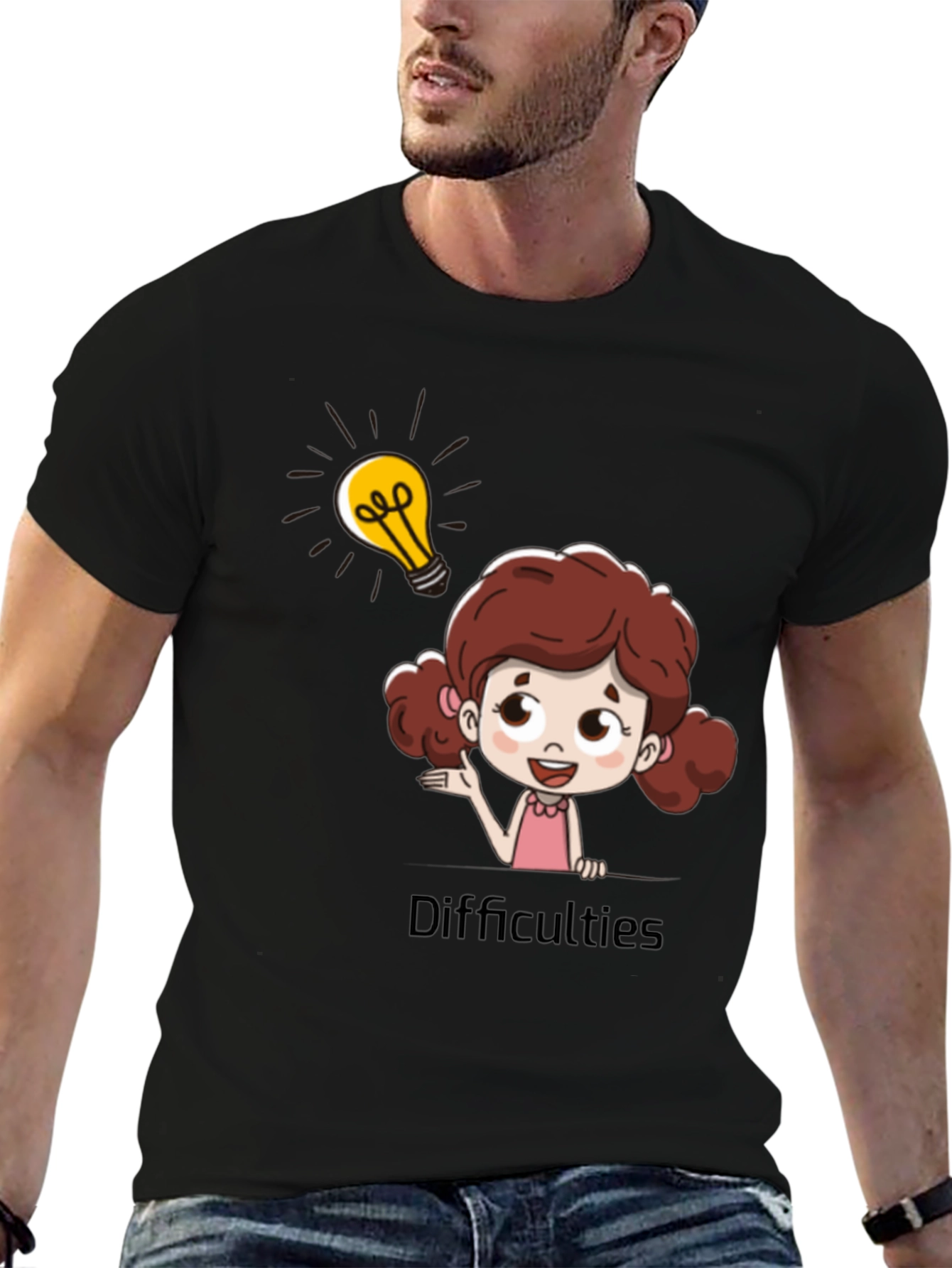 Cartoon Girl Lightbulb T-Shirt - Idea Inspiration Tee