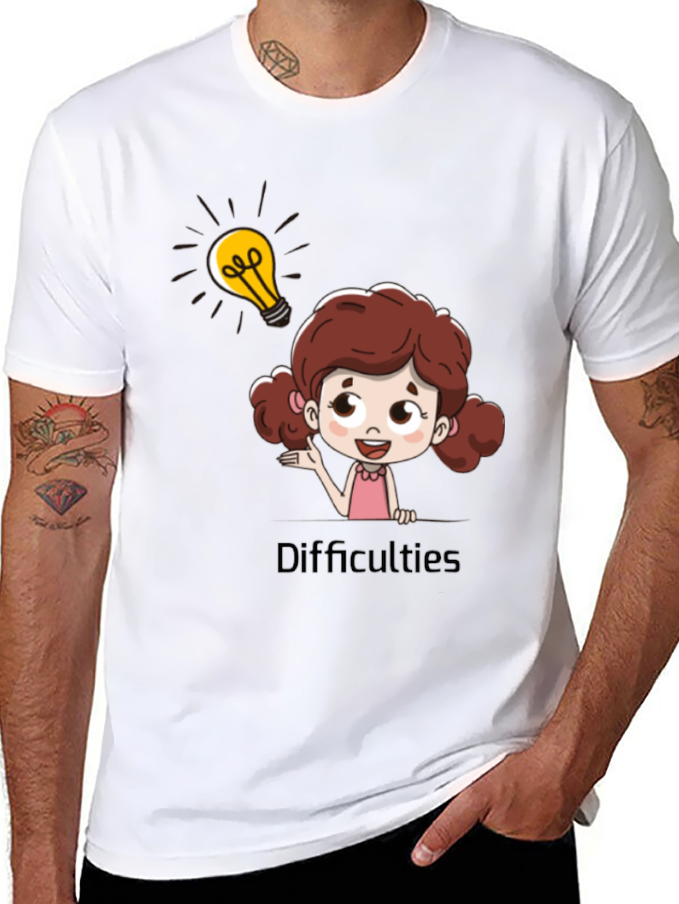 Cartoon Girl Lightbulb T-Shirt - Idea Inspiration Tee
