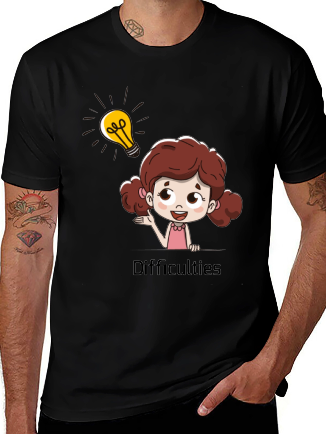 Cartoon Girl Lightbulb T-Shirt - Idea Inspiration Tee