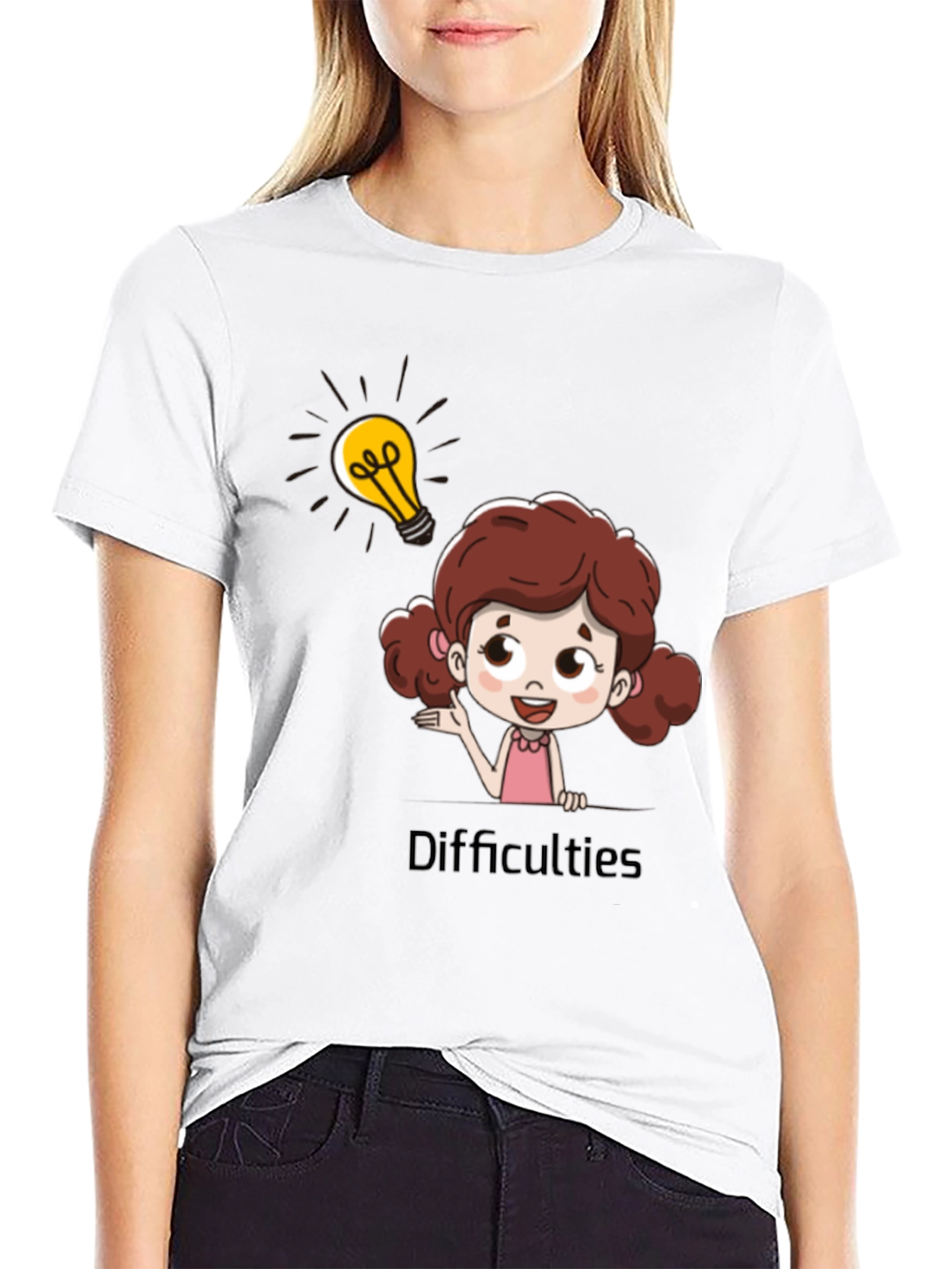 Cartoon Girl Lightbulb T-Shirt - Idea Inspiration Tee