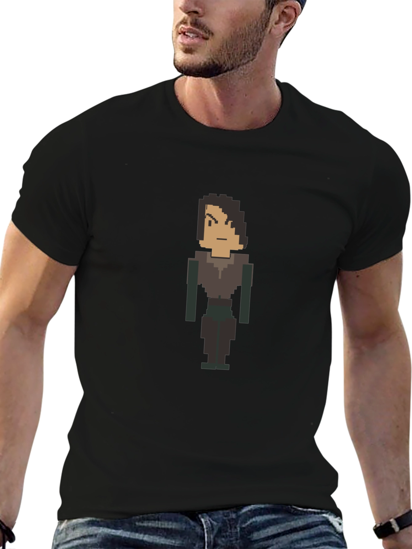 Pixel Art RPG Character Black T-Shirt
