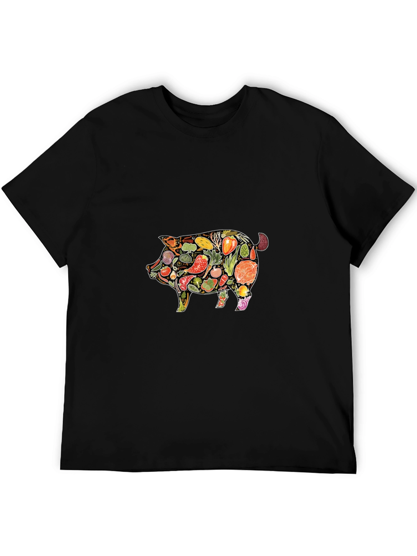 Veggie Pig Graphic T-Shirt - Unisex Black Tee