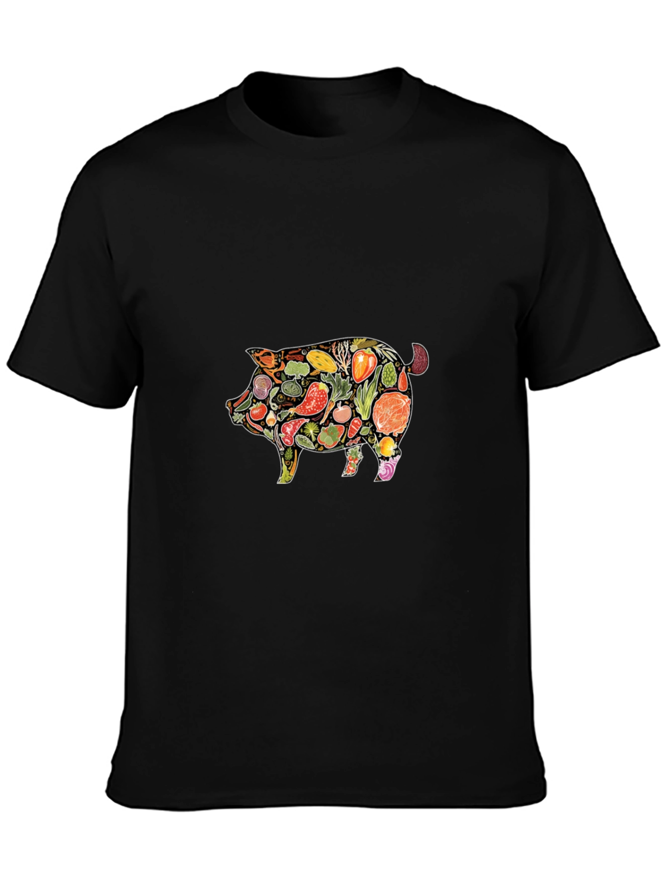 Veggie Pig Graphic T-Shirt - Unisex Black Tee