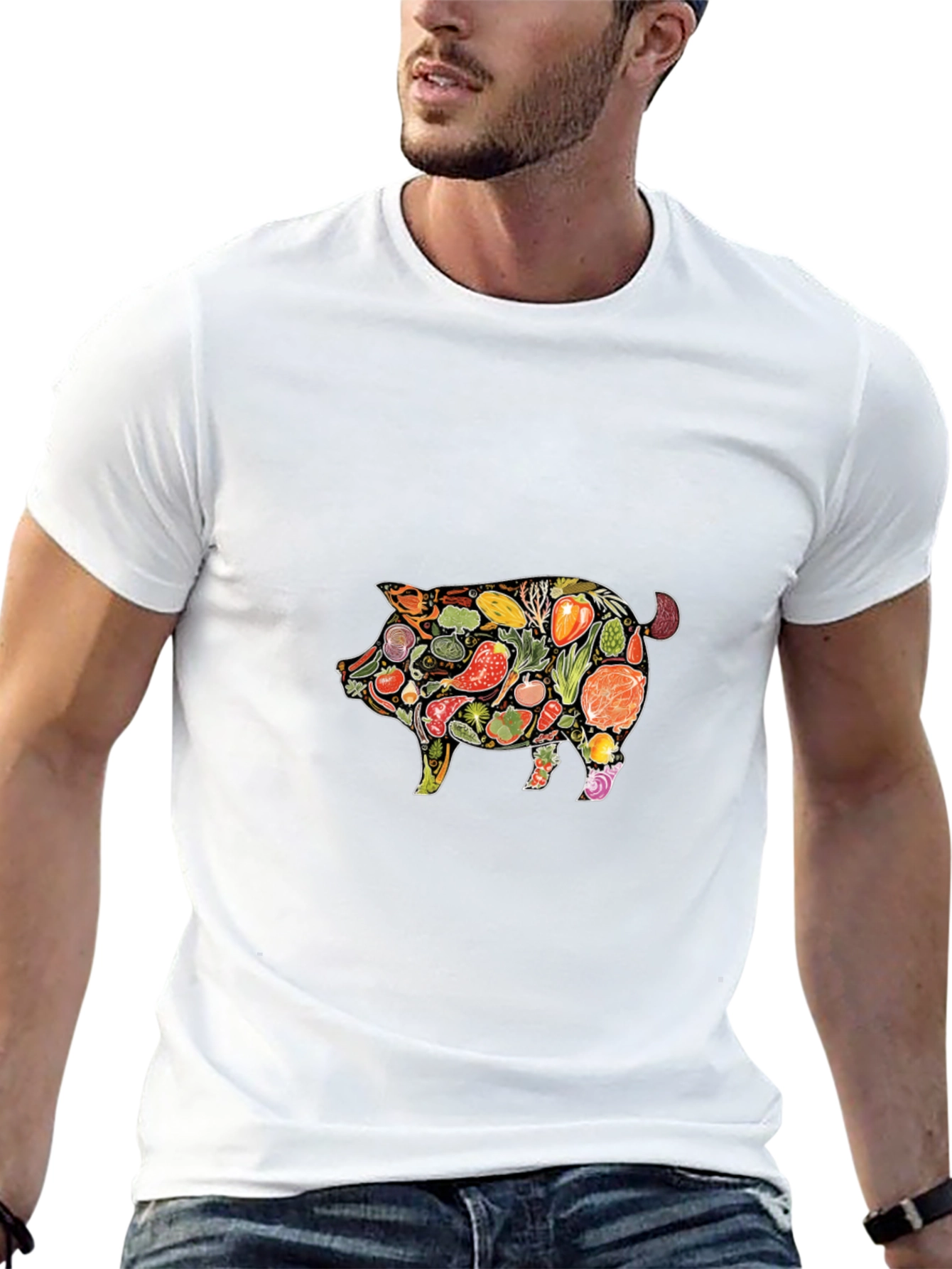 Veggie Pig Graphic T-Shirt - Unisex Black Tee