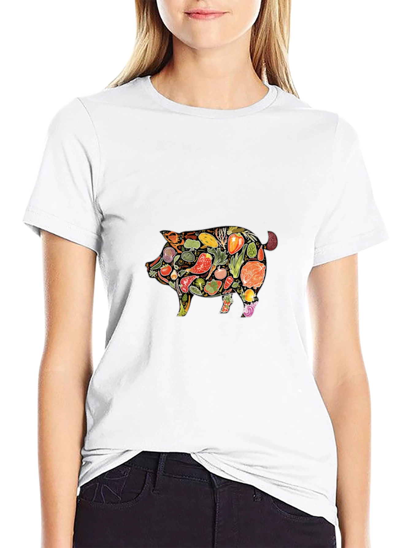 Veggie Pig Graphic T-Shirt - Unisex Black Tee