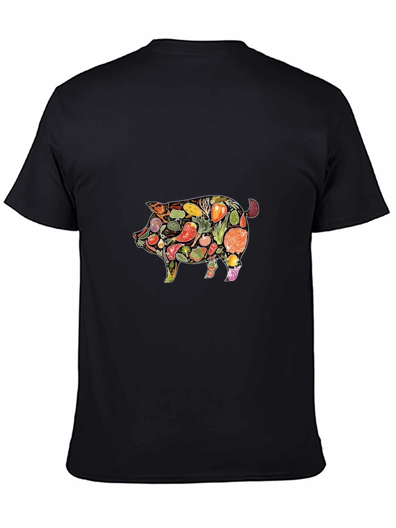 Veggie Pig Graphic T-Shirt - Unisex Black Tee