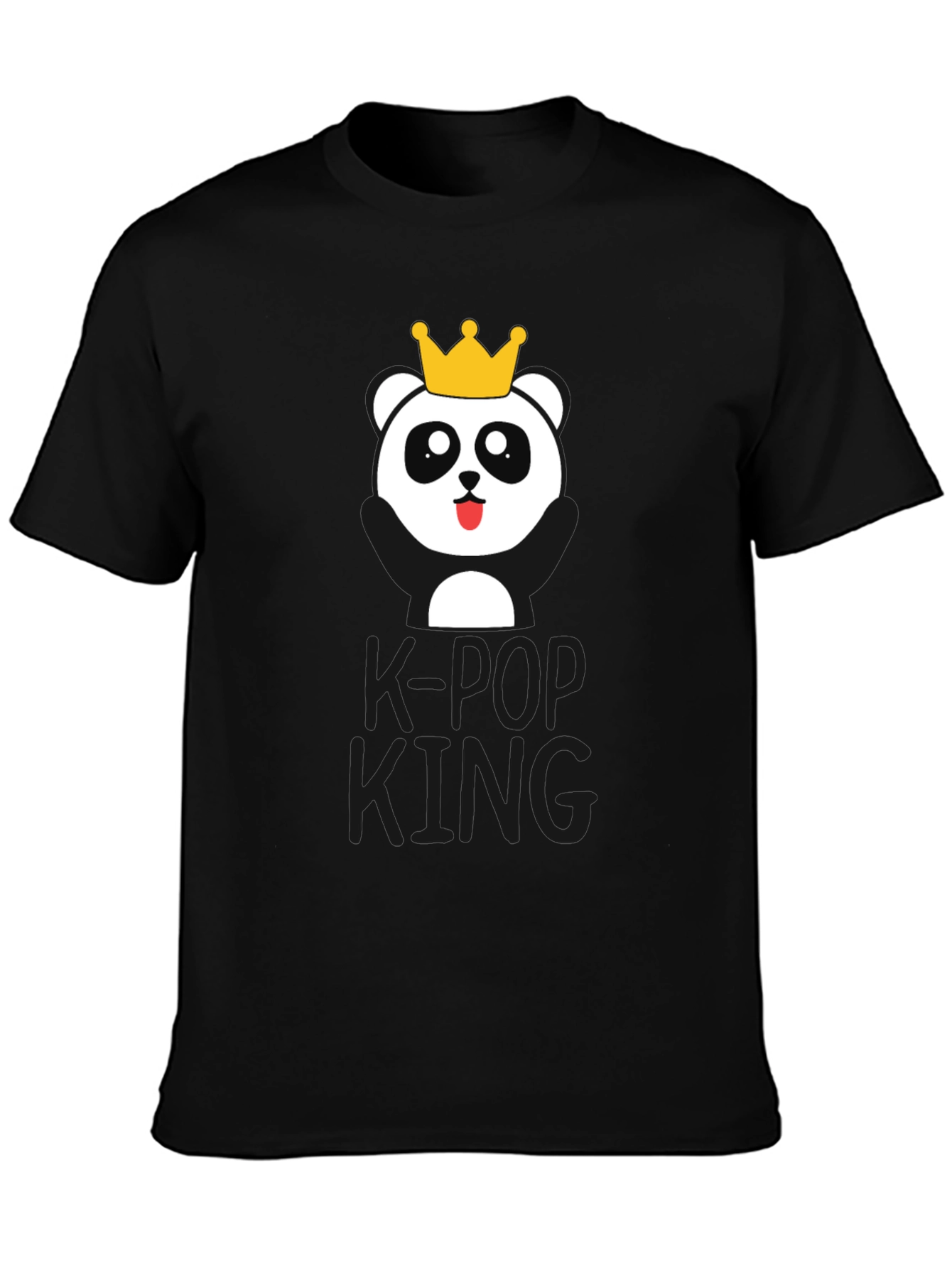 K-Pop King Panda Bear T-Shirt - Black