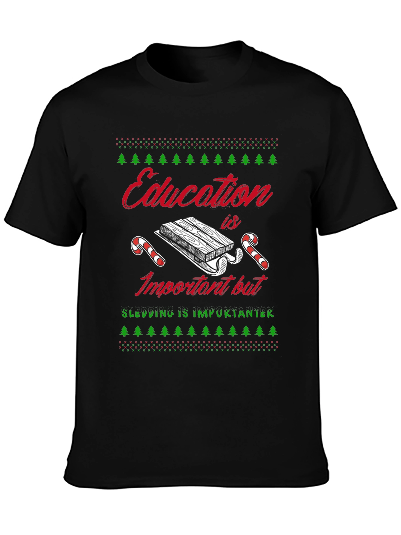 Funny Sledding Ugly Christmas T-Shirt