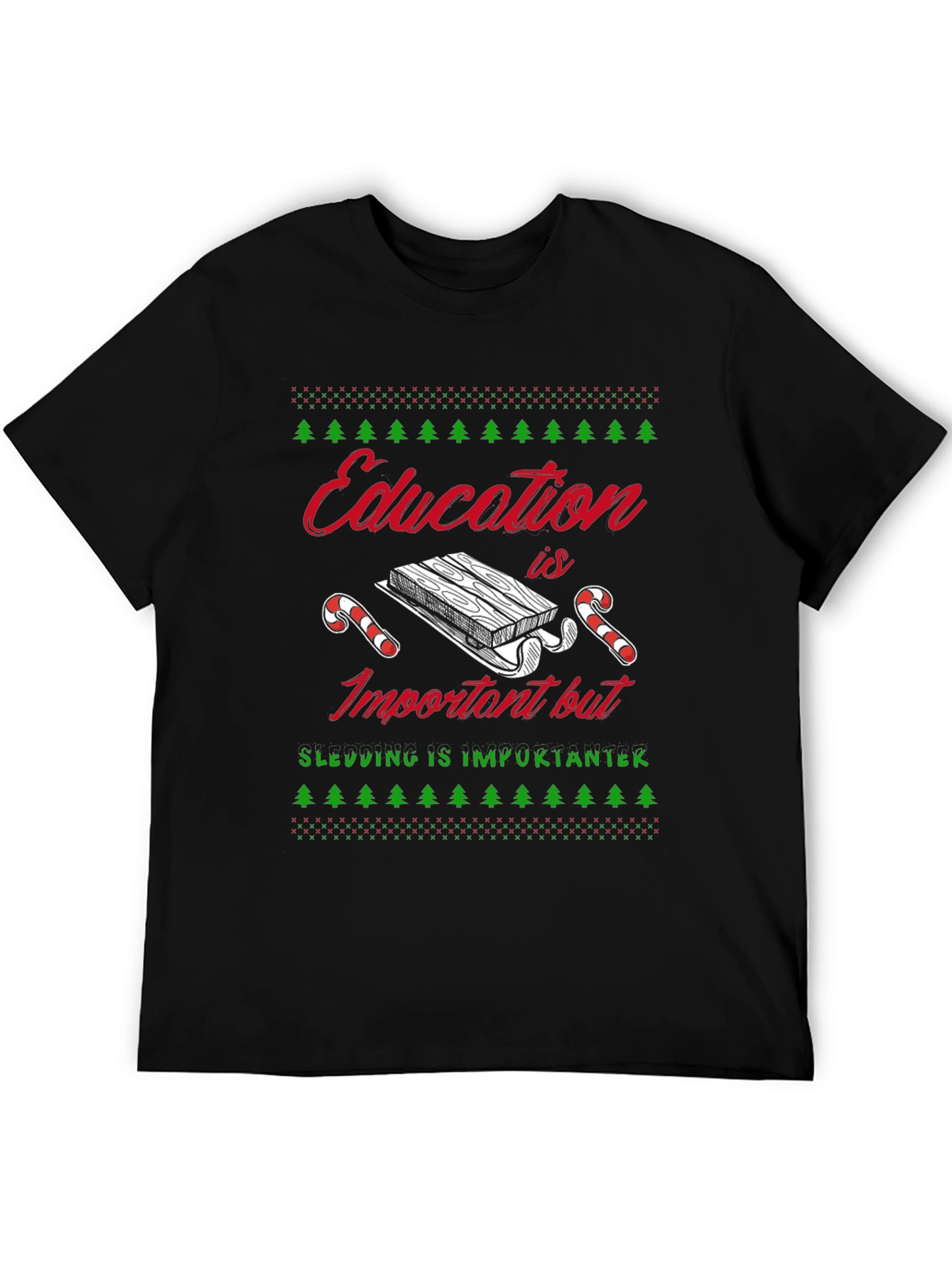 Funny Sledding Ugly Christmas T-Shirt