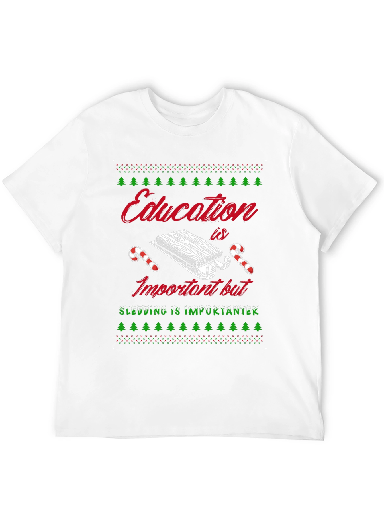 Funny Sledding Ugly Christmas T-Shirt