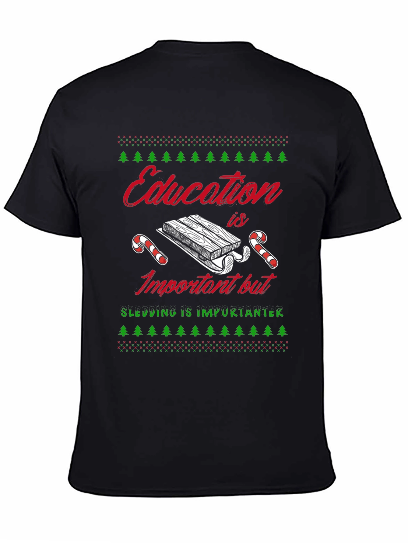 Funny Sledding Ugly Christmas T-Shirt