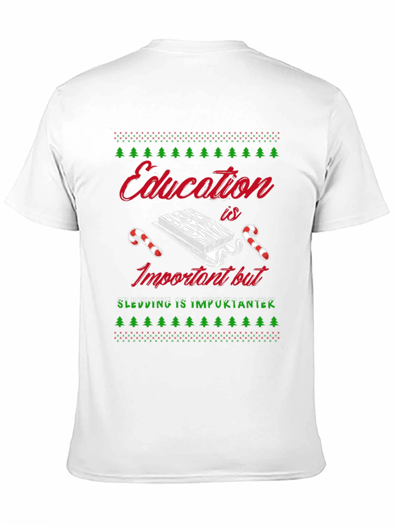 Funny Sledding Ugly Christmas T-Shirt