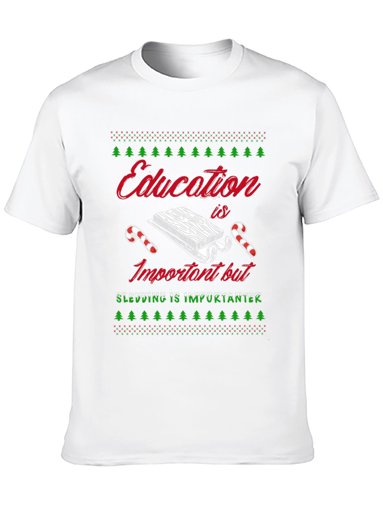 Funny Sledding Ugly Christmas T-Shirt