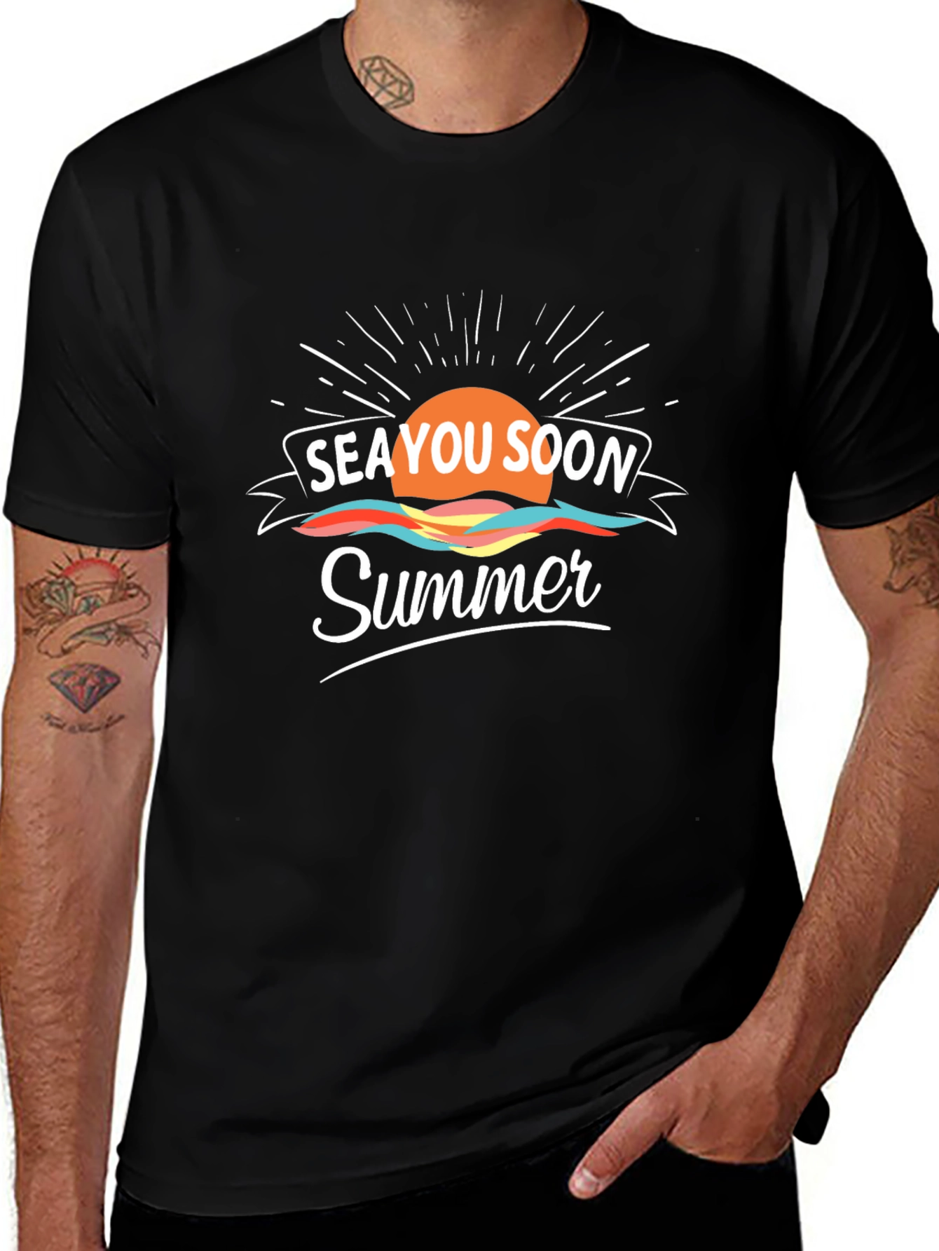 Sea You Soon Summer Black T-Shirt